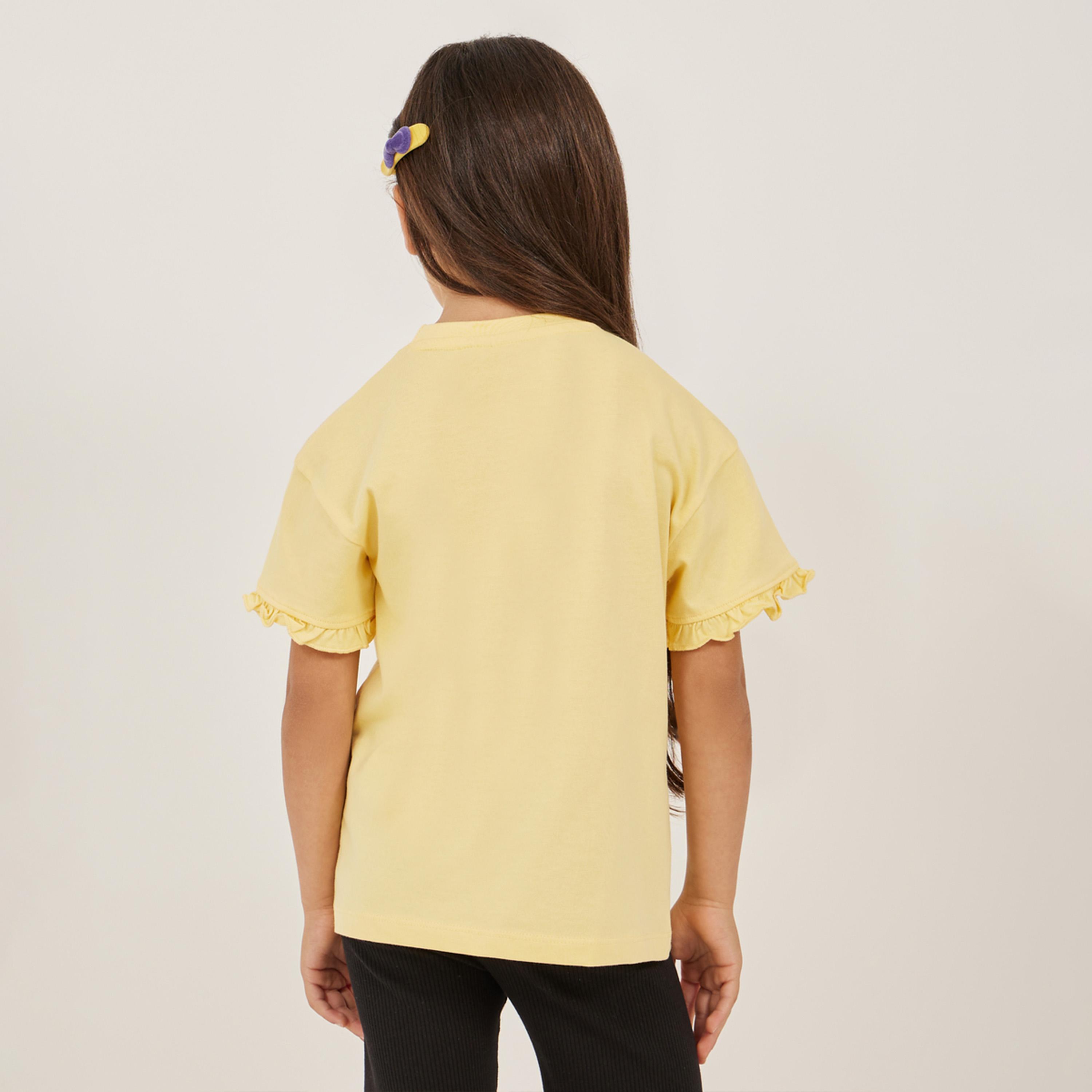 Styli Over Size Peanuts T-Shirt With Frill Sleeve-girls-clothing-tshirts-image-4