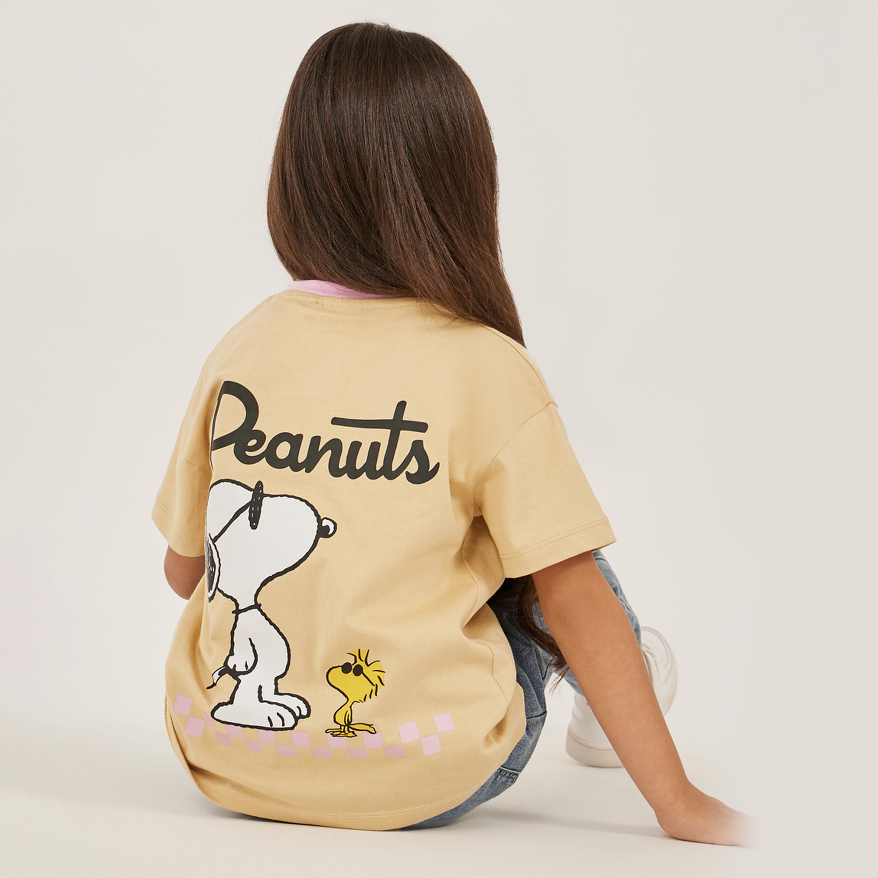 ستايلي - تي شيرت كبير الحجم مع طباعة بيناتس على الظهر-girls-clothing-tshirts-image-4