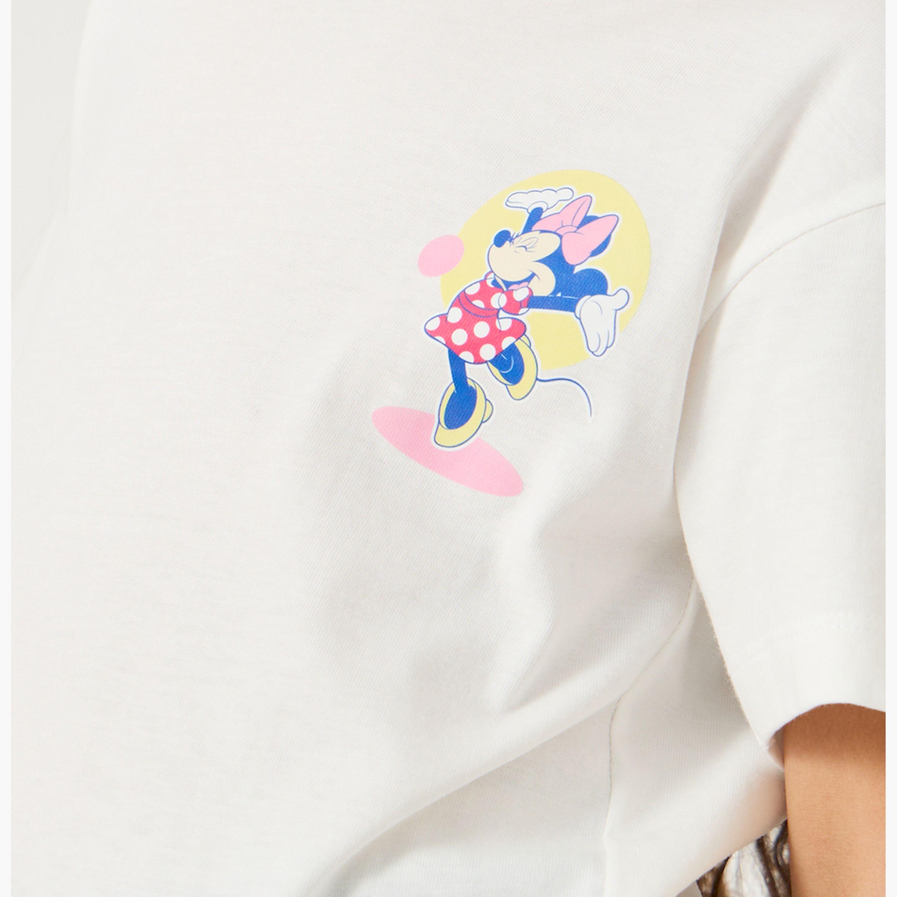 Styli Over Size Minnie T-Shirt With Front And Back Graphic-girls-clothing-tshirts-image-3