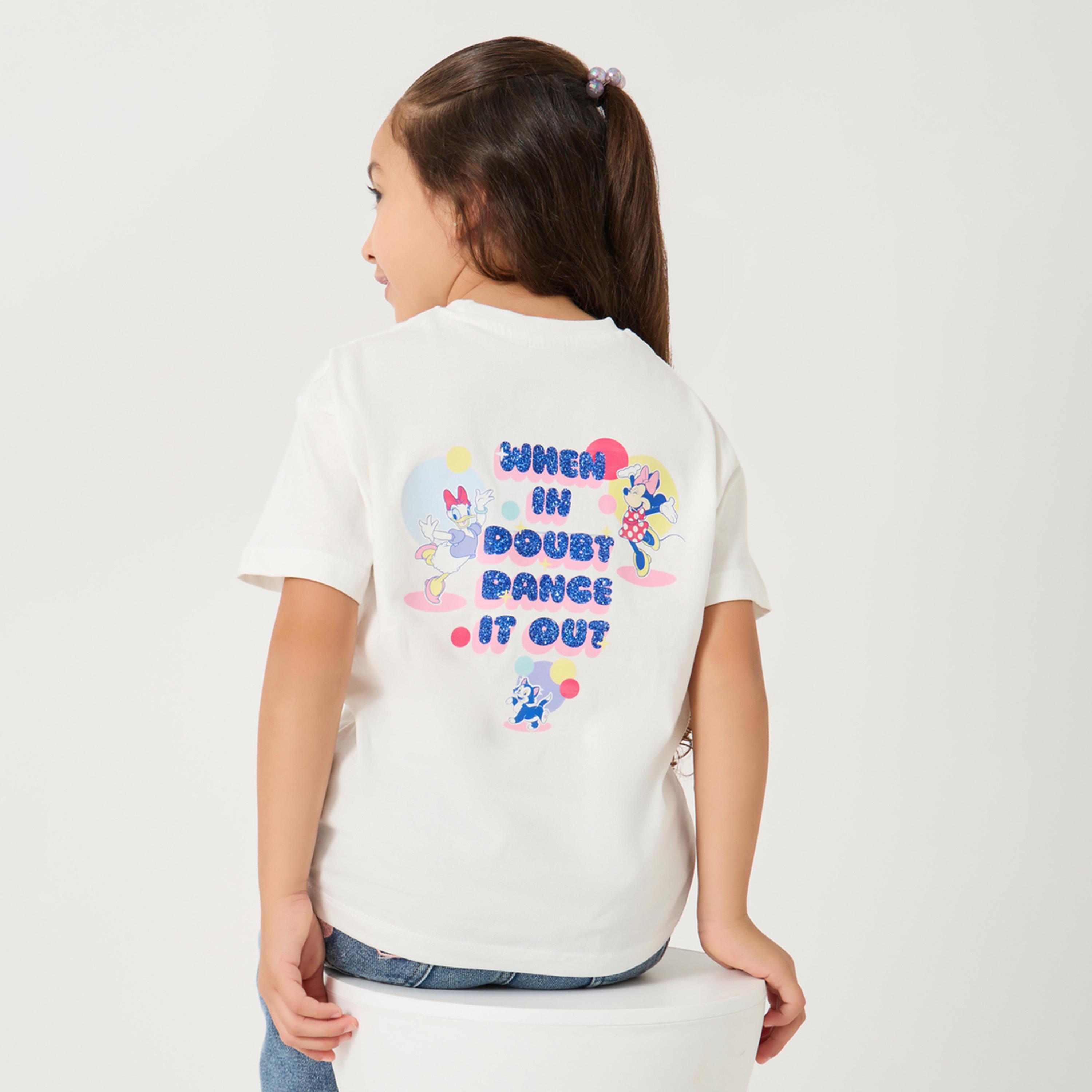 ستايلي - تي شيرت كبير الحجم بطباعة ميني ماوس أمامية وخلفية-girls-clothing-tshirts-image-4
