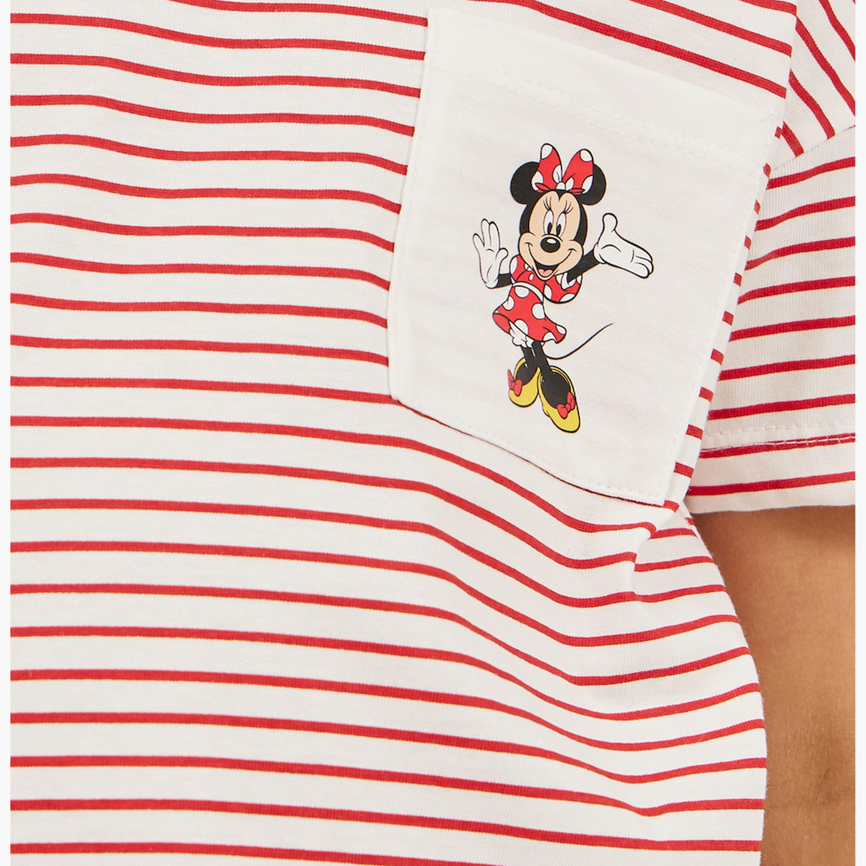 ستايلي - تي شيرت ميني ماوس مخطط بكتف منسدل-girls-clothing-tshirts-image-3