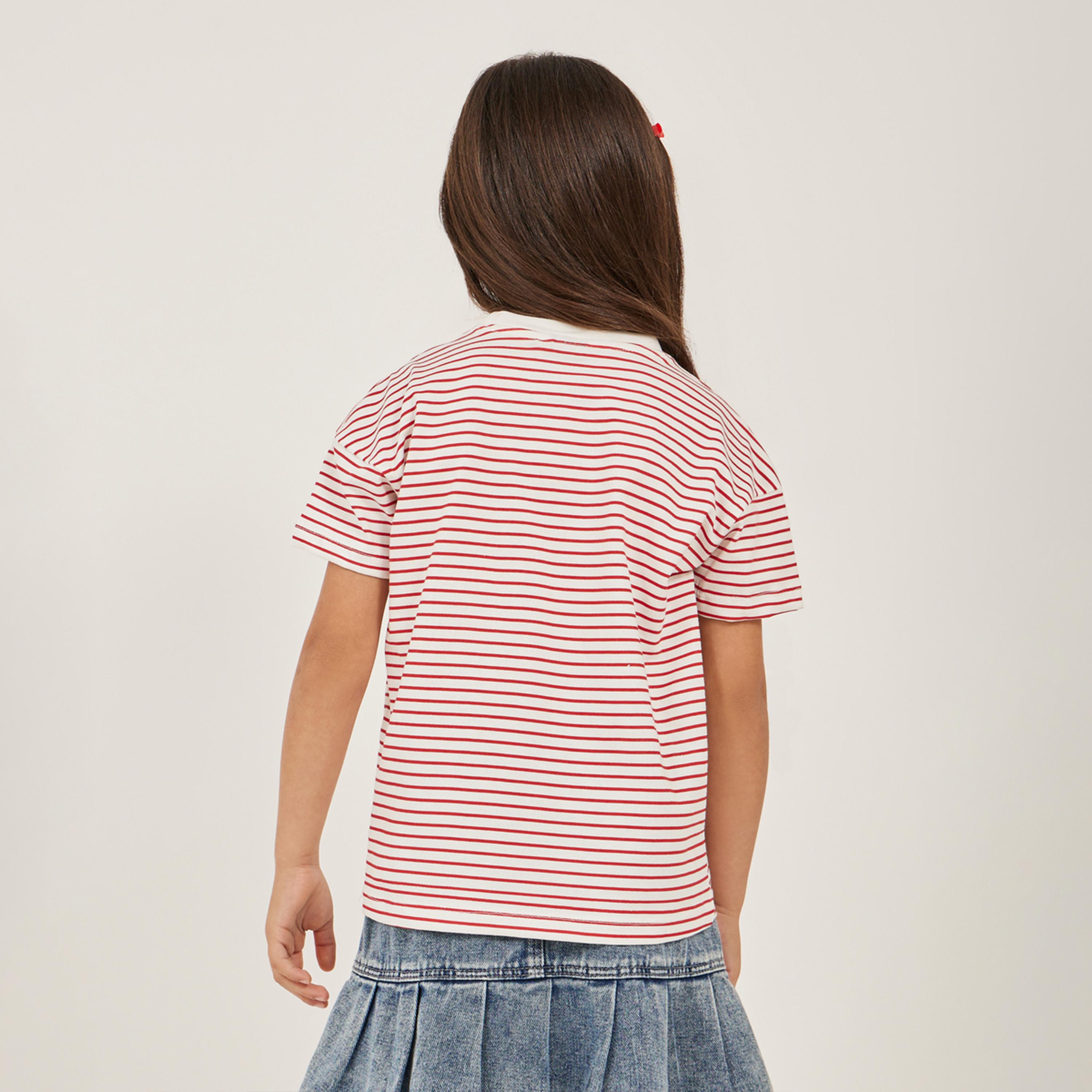 Styli Drop Shoulder Minnie Mouse Stripe T-Shirt-girls-clothing-tshirts-image-4