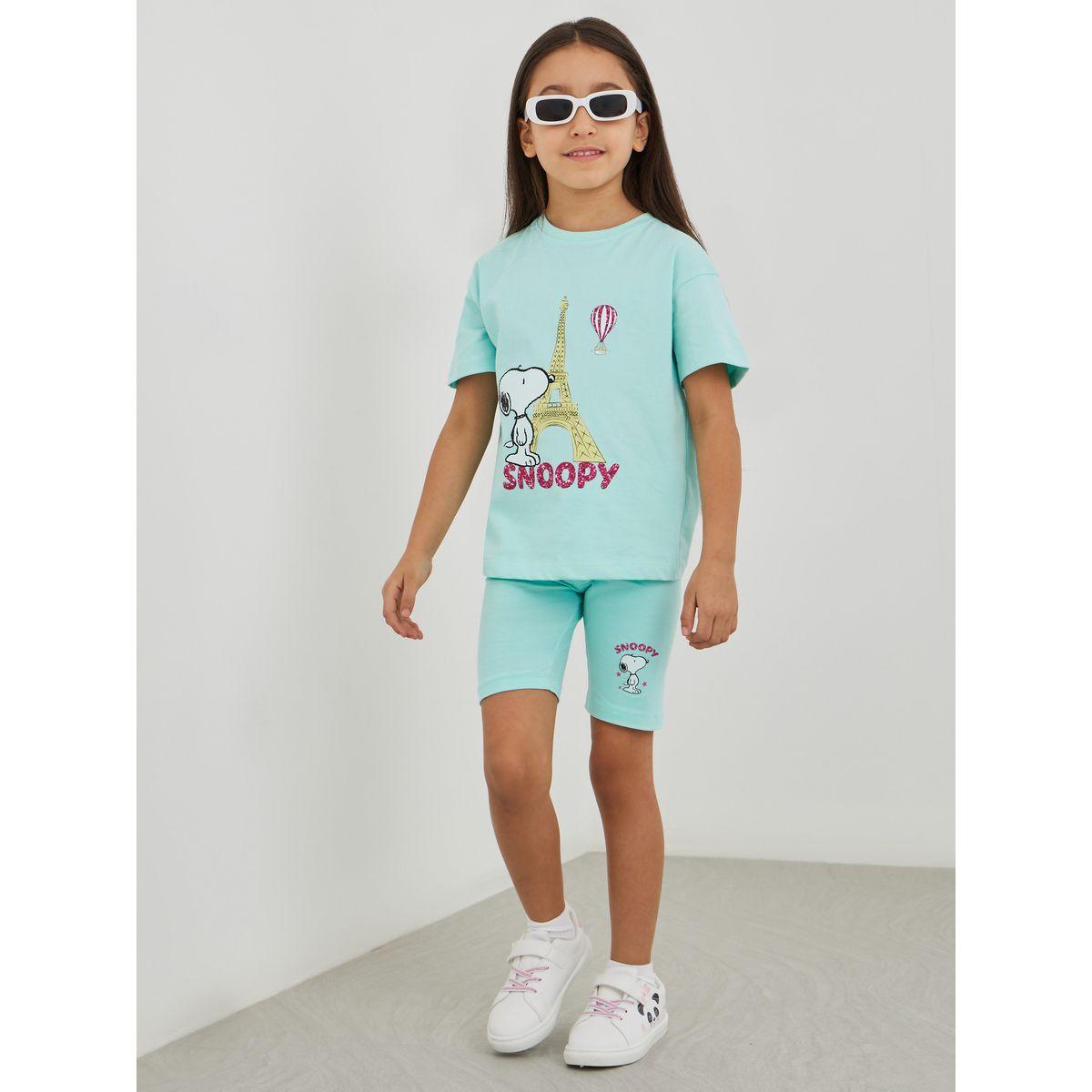 Styli Snoopy Graphic Print Cycle Shorts-girls-clothing-bottoms-shorts-image-2