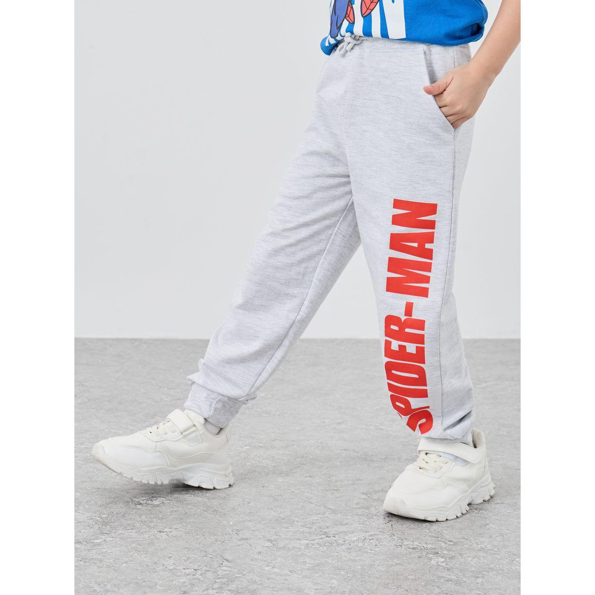 Styli Boys Grey Spider Man Print Drawstring Waist Joggers-boys-clothing-bottoms-joggersandtrackpants-image-1