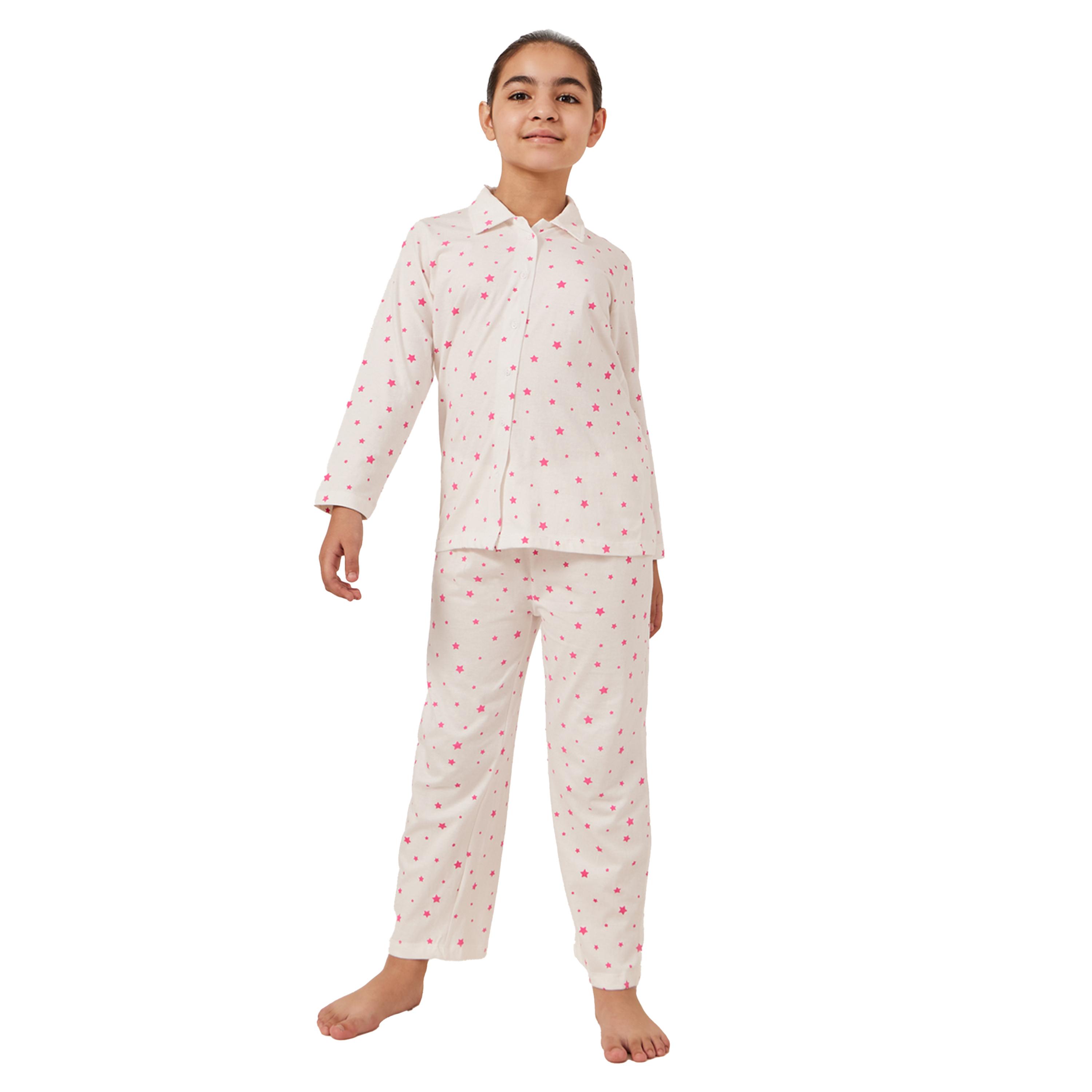 Styli All-Over Star Print Shirt and Pyjama Set-girls-clothing-setsandcoords-image-1