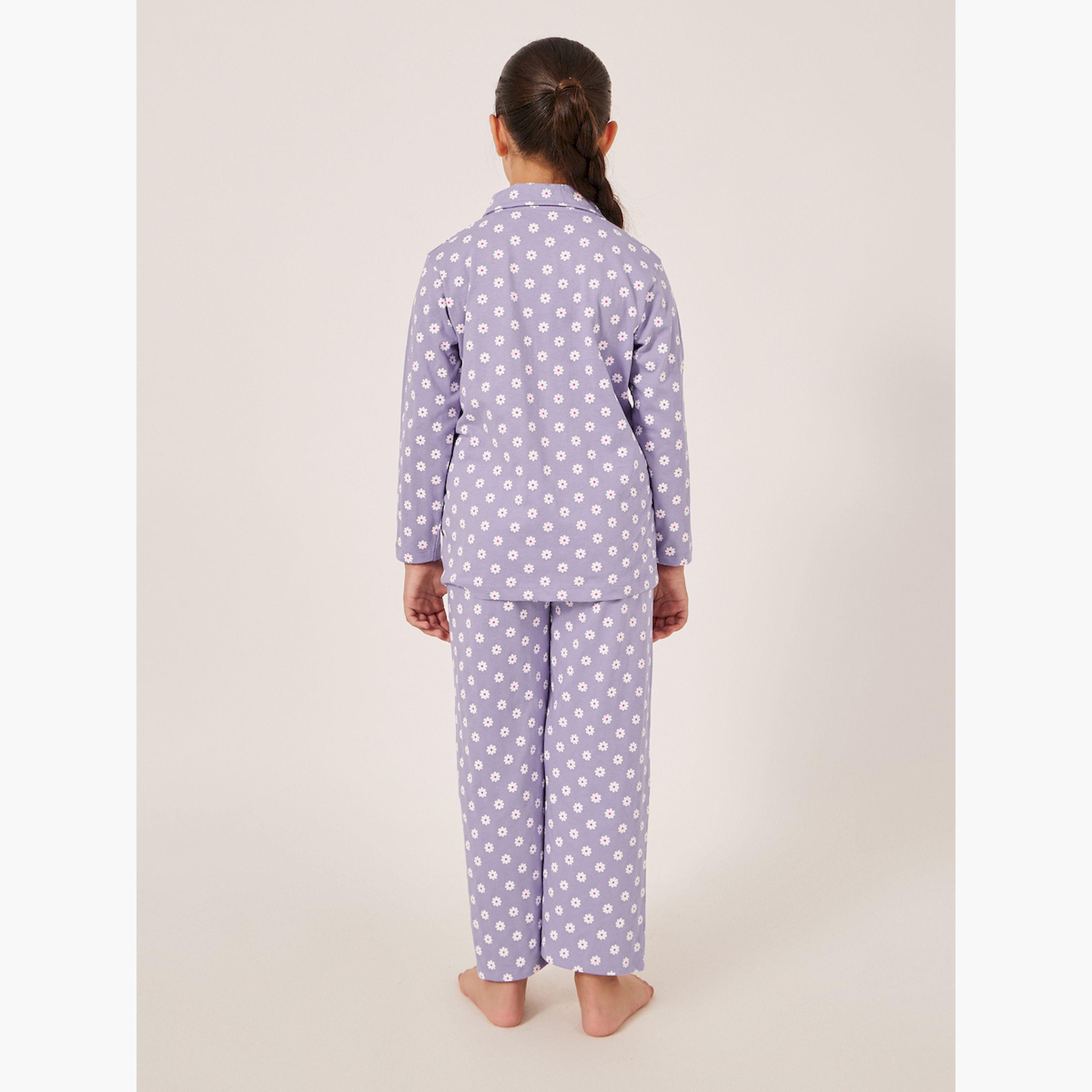 ستايلي-  بيجاما وقميص بأكمام طويلة بطبعة زهور الأقحوان-girls-clothing-setsandcoords-image-5