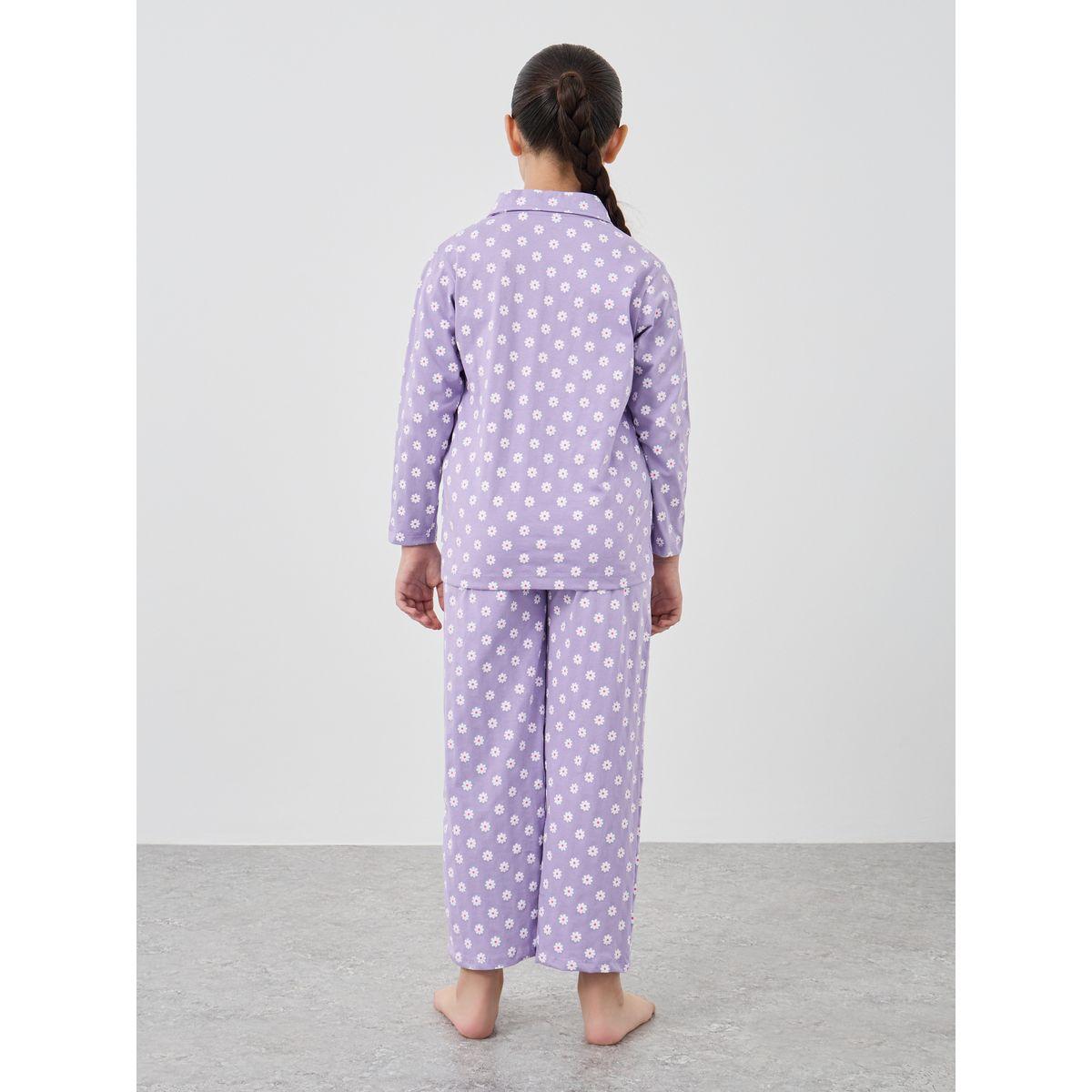 طقم بيجاما من بنطال وبلوزة بطبعة زهور-girls-clothing-setsandcoords-image-4