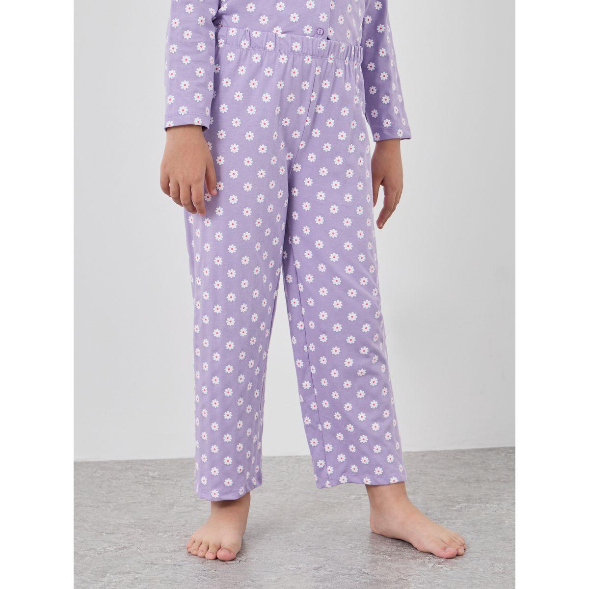 طقم بيجاما من بنطال وبلوزة بطبعة زهور-girls-clothing-setsandcoords-image-5
