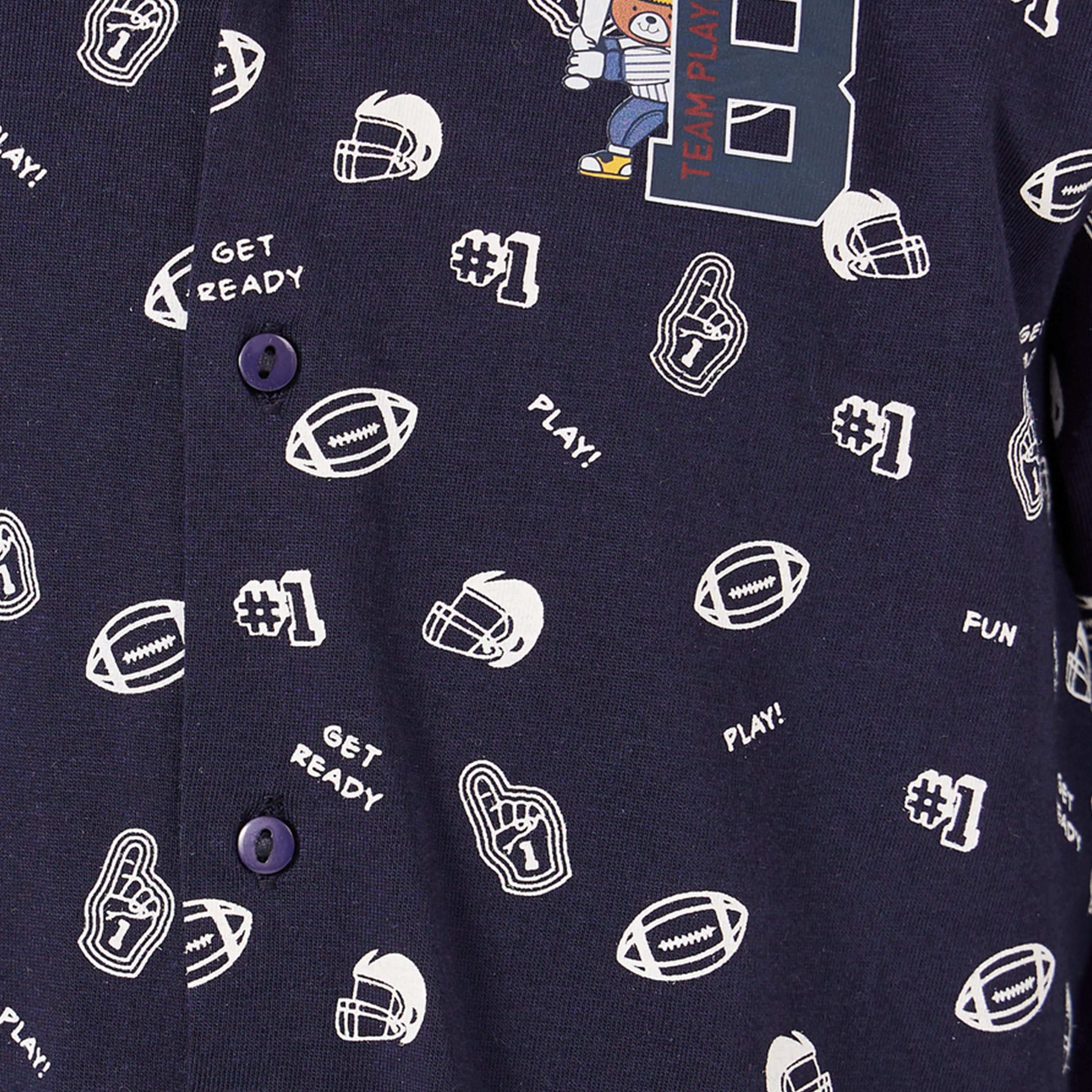 ستايلي-  بيجاما وقميص بأكمام طويلة بطبعة زهور الأقحوان-boys-clothing-setsandcoords-image-4