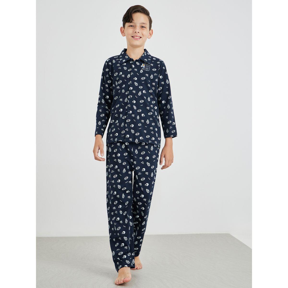 Styli All-Over Print Long Sleeve Shirt and Pyjama Set-boys-clothing-nightwear-image-1