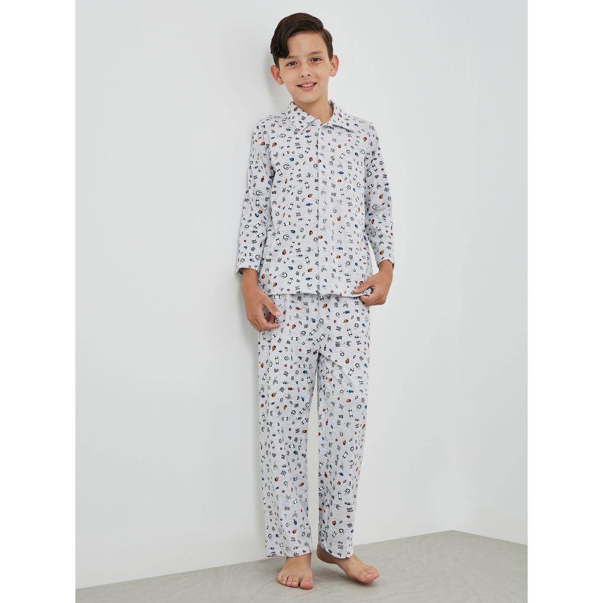 Styli All-Over Print Long Sleeve Shirt and Pyjama Set-boys-clothing-nightwear-image-1