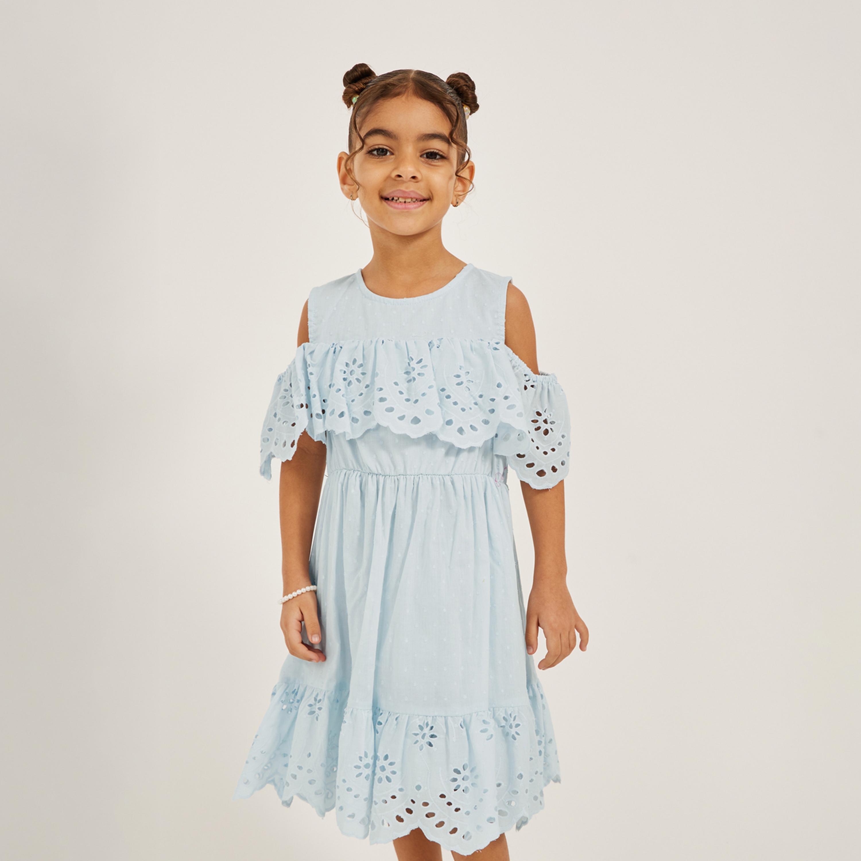 Styli Cold Shoulder Schiffly Dress-girls-clothing-dressesandjumpsuits-image-2