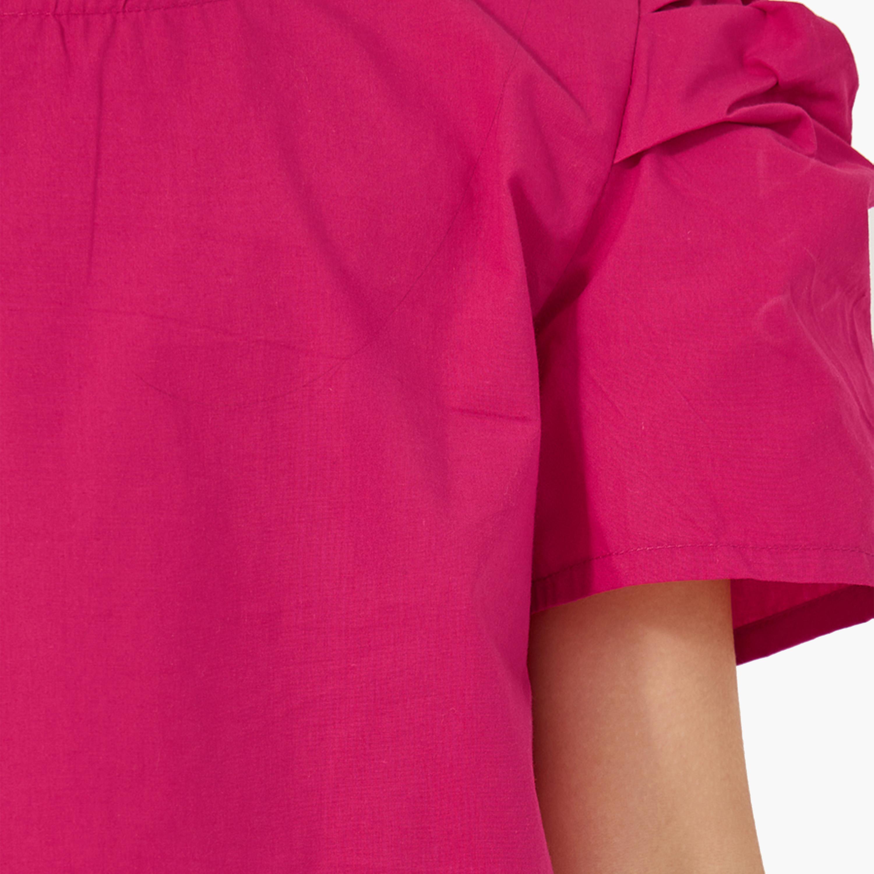 Styli Solid Puff Sleeves Top with Button Closure-girls-clothing-blousesandshirts-image-3