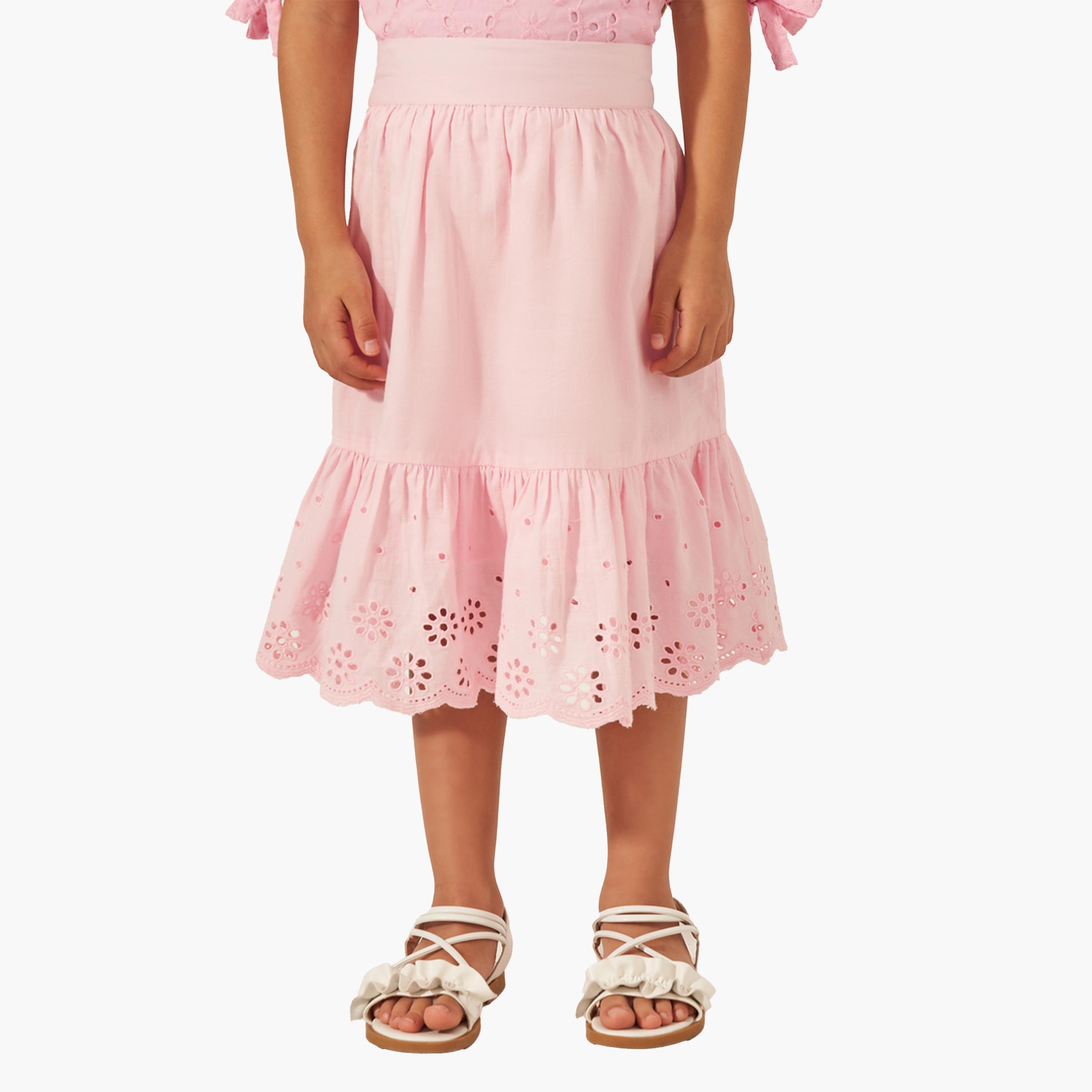 Styli Schiffli A-Line Midi Skirt-girls-clothing-bottoms-skirts-image-1
