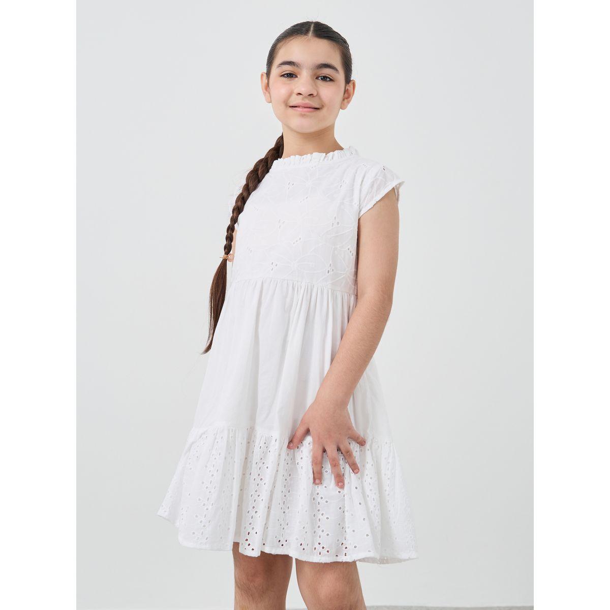 فستان شيفلي بأكمام كاب وتفاصيل كشكش-girls-clothing-dressesandjumpsuits-image-2