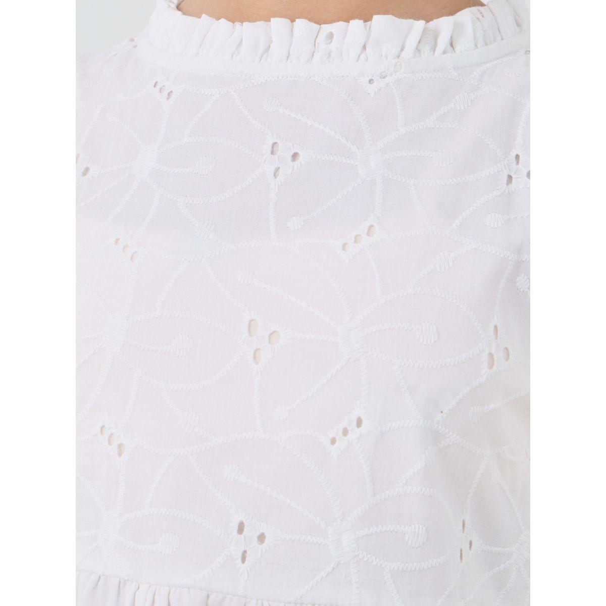 Styli Girls Schiffli Cap Sleeves Dress with Ruffle Trim-girls-clothing-dressesandjumpsuits-image-3