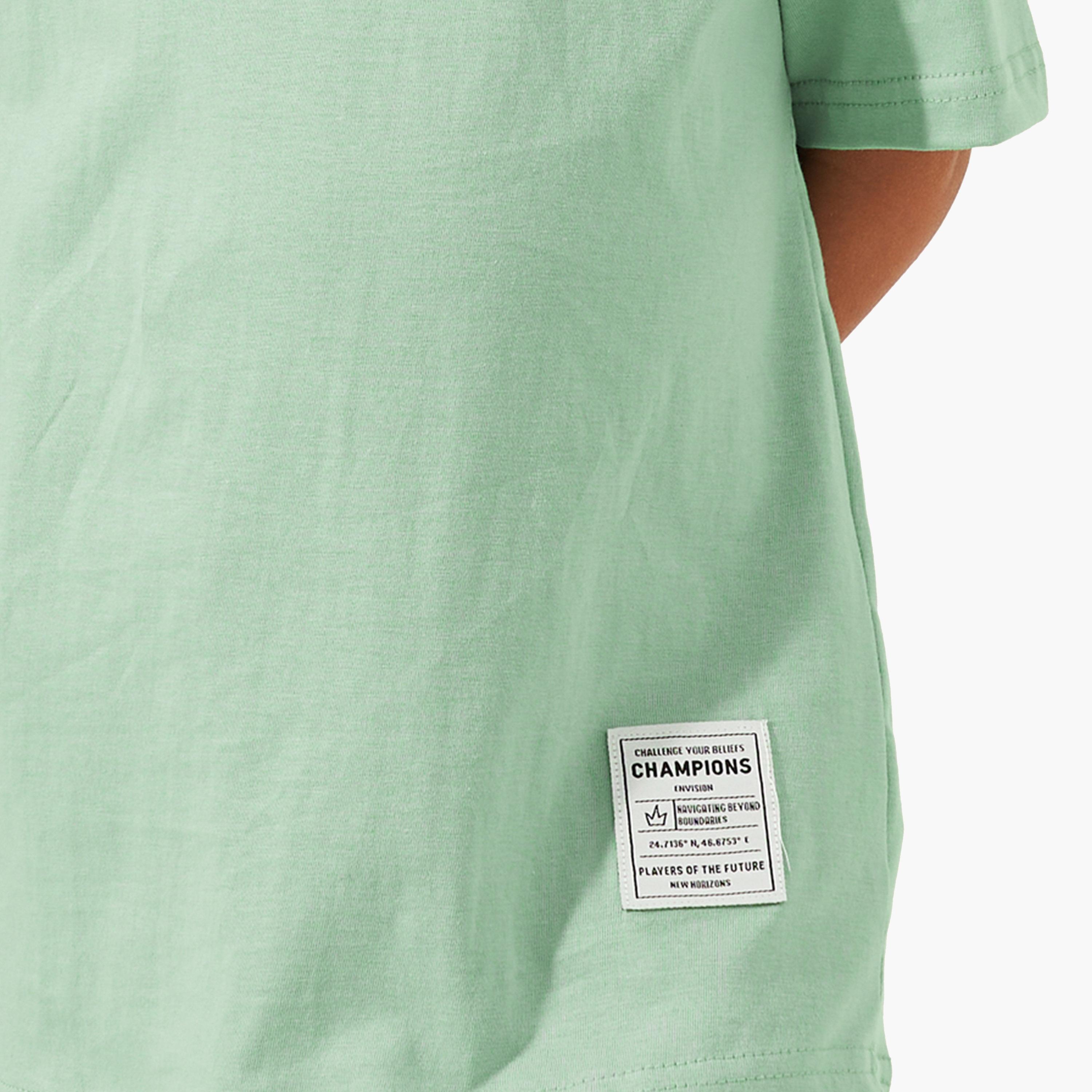Styli Solid Oversized T-Shirt with Badge Detail-boys-clothing-tshirtsandpolos-image-3