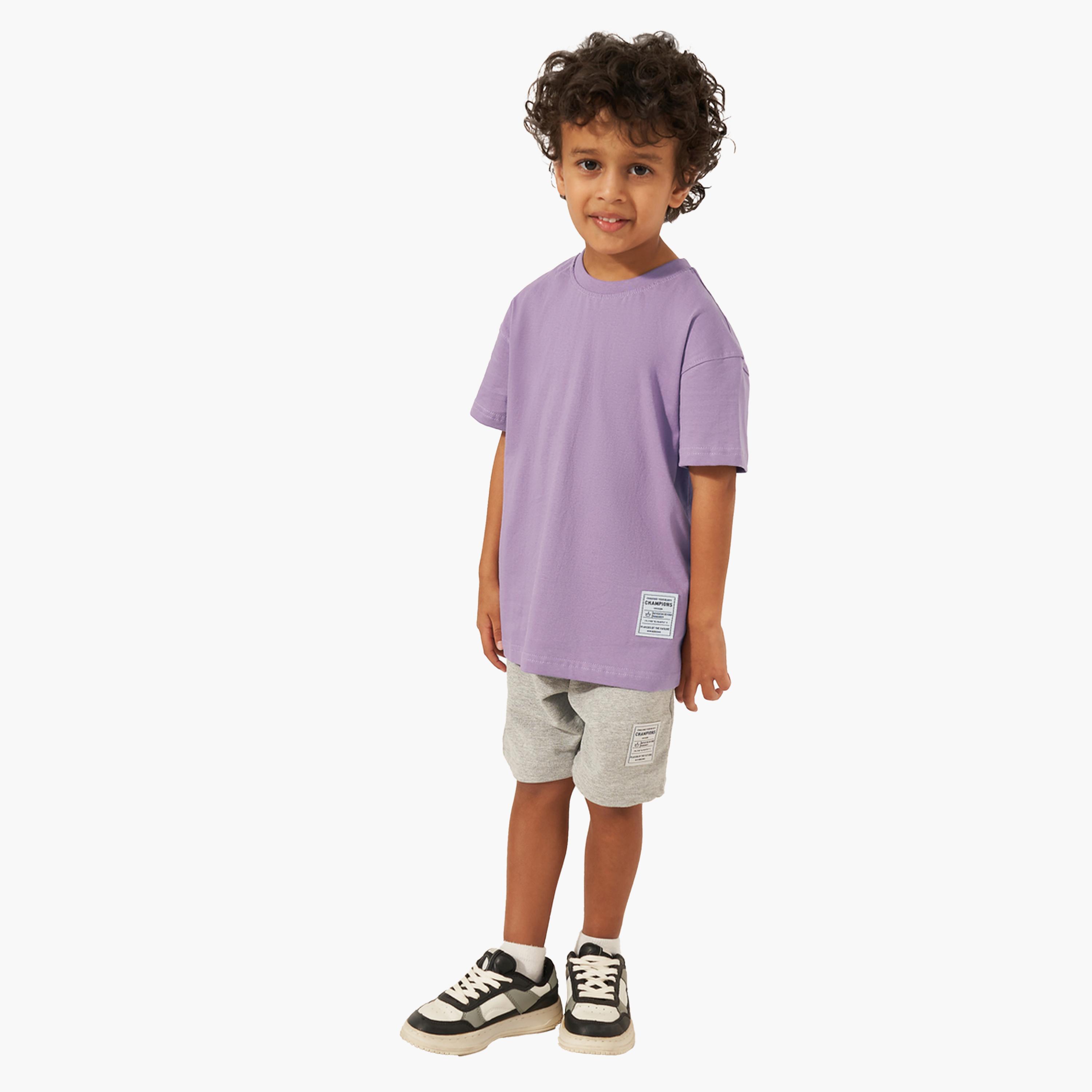 Styli Solid Oversized T-Shirt with Badge Detail-boys-clothing-tshirtsandpolos-image-2