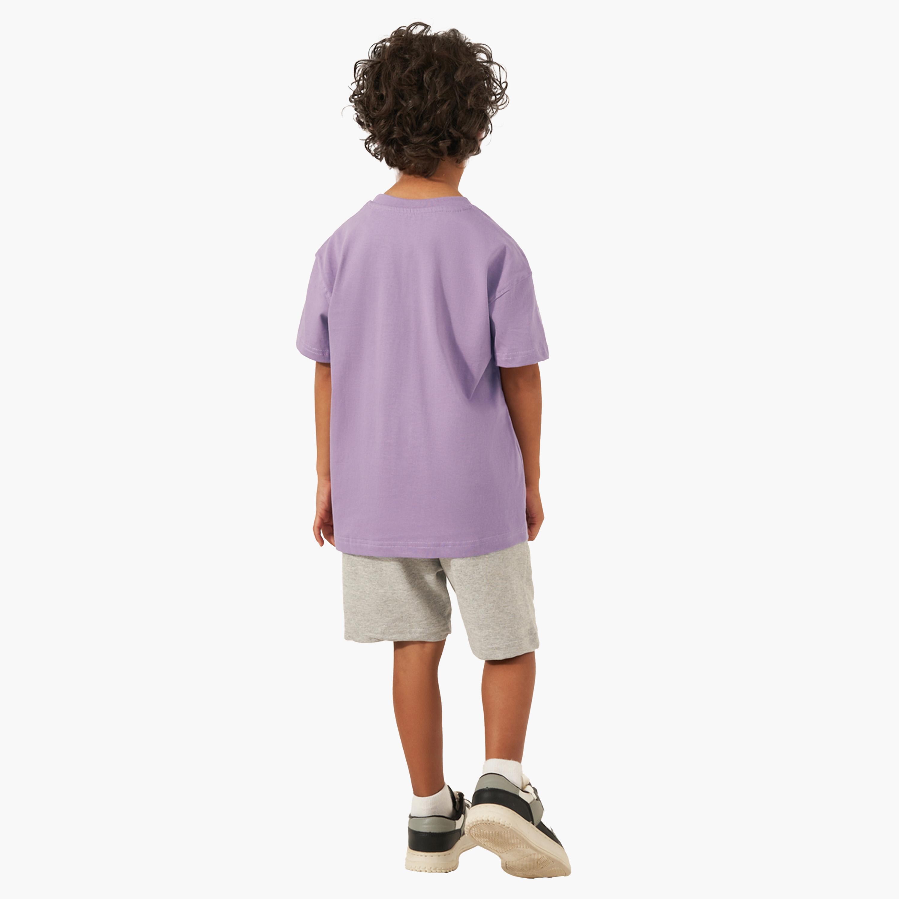 ستايلي - تي شيرت سادة كبير الحجم مع تفاصيل شارة-boys-clothing-tshirtsandpolos-image-4