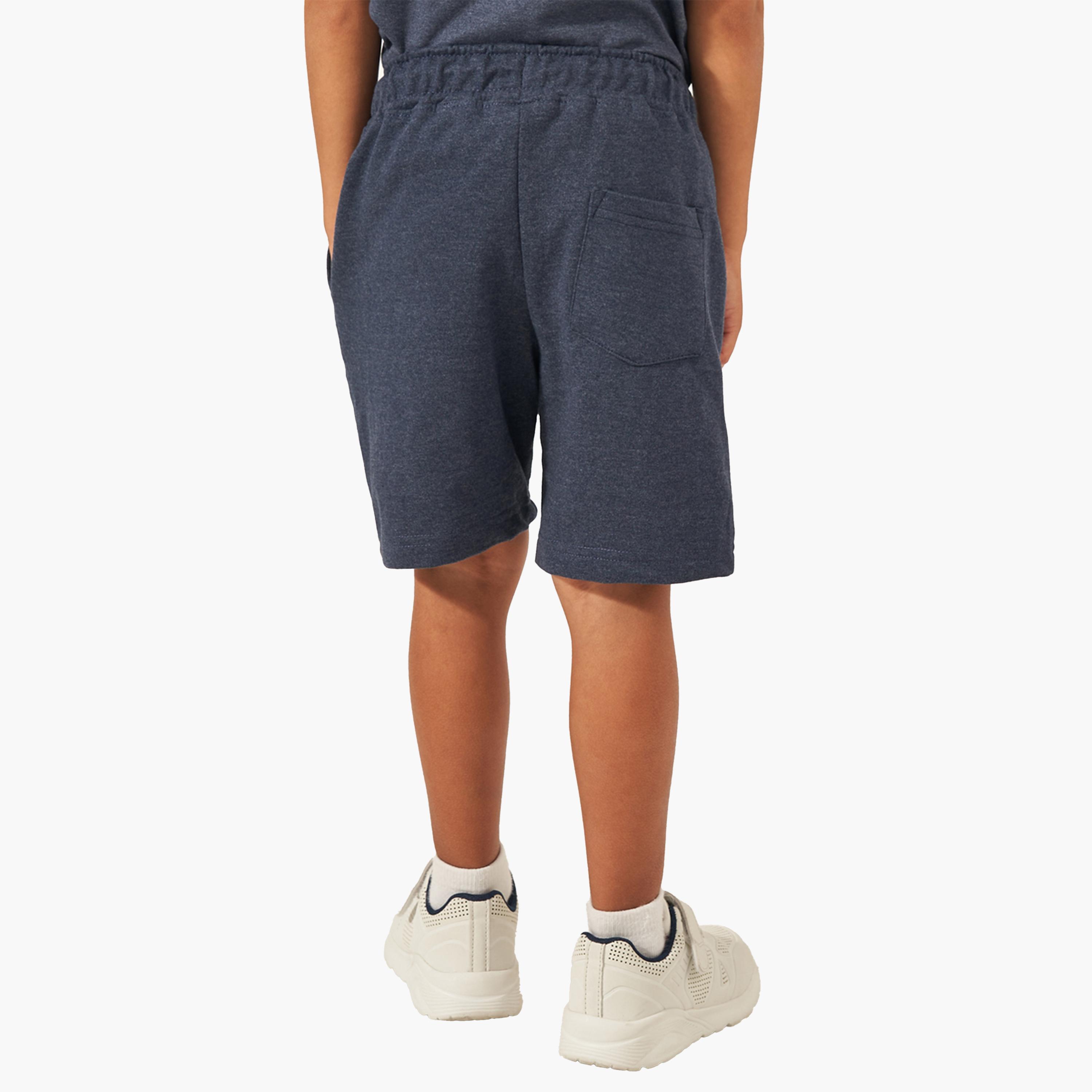 Styli Solid Drawstring Shorts with Badge Detail-boys-clothing-bottoms-shorts-image-4