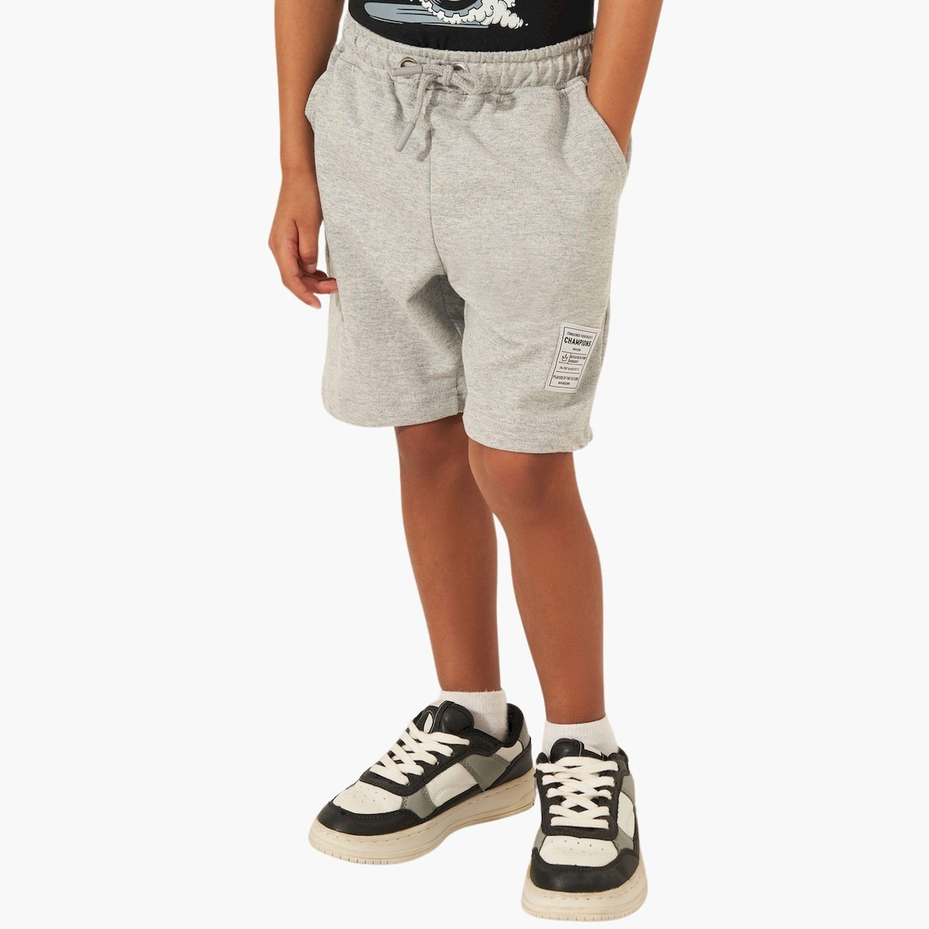 Styli Solid Drawstring Shorts with Badge Detail-boys-clothing-bottoms-shorts-image-1