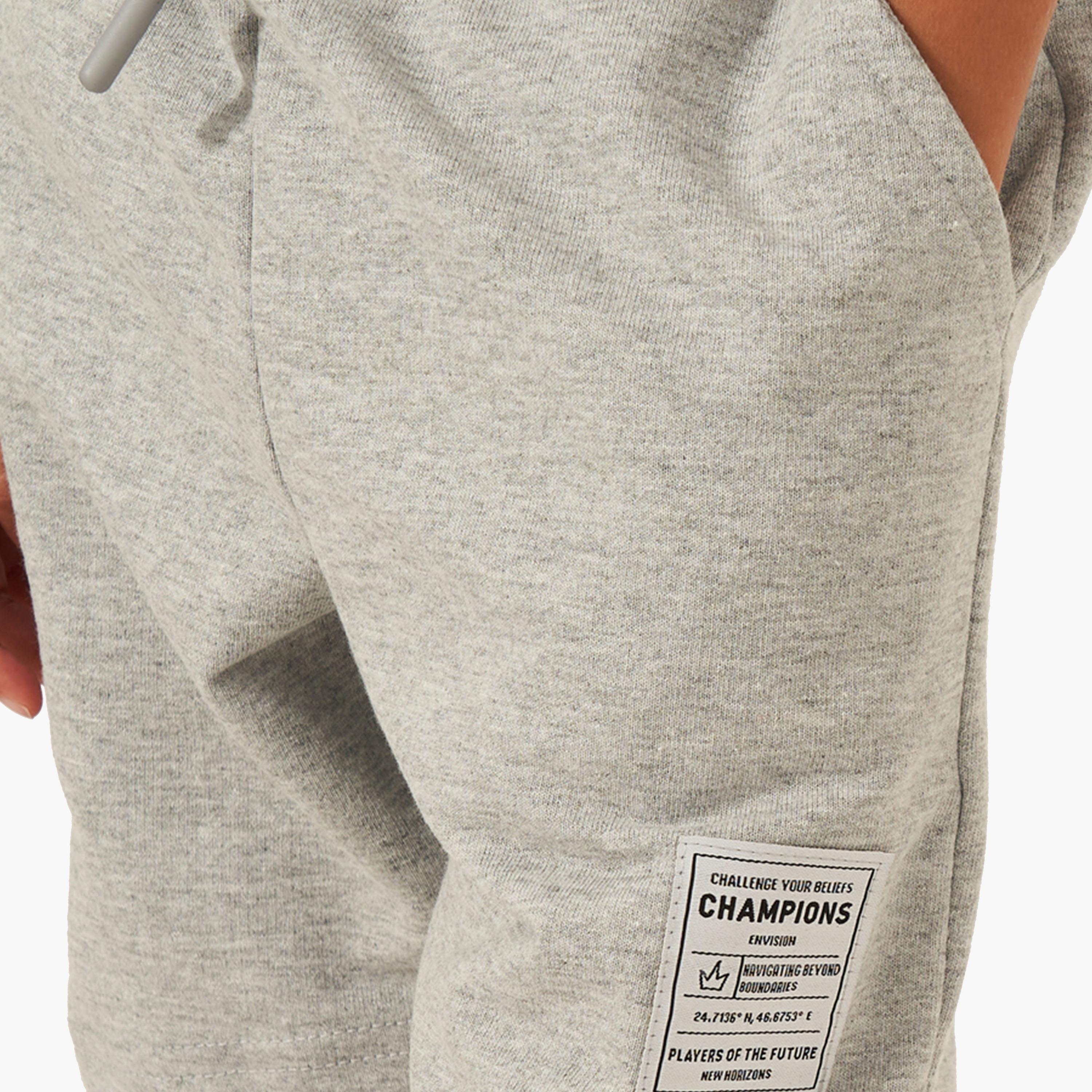 Styli Solid Drawstring Shorts with Badge Detail-boys-clothing-bottoms-shorts-image-3