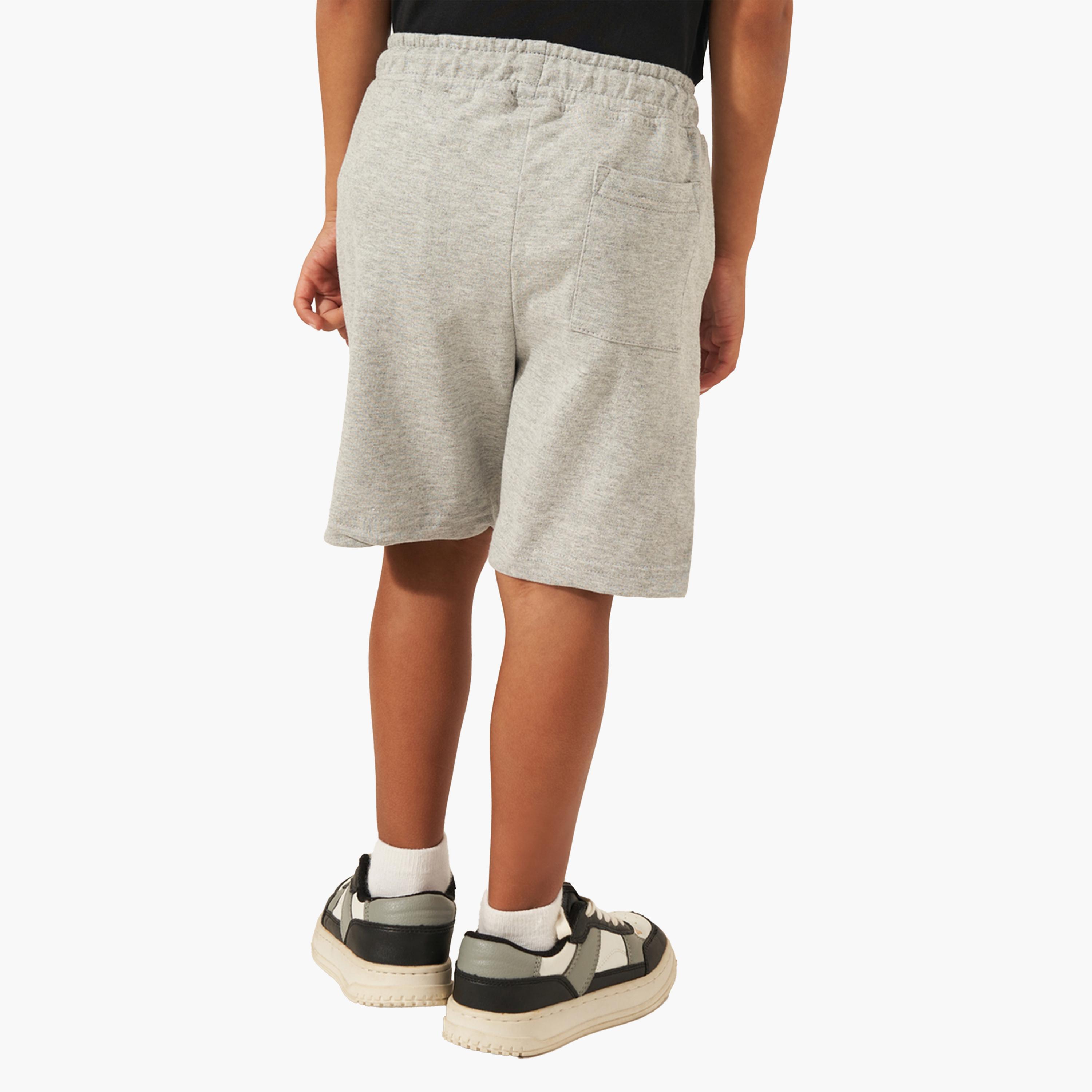 Styli Solid Drawstring Shorts with Badge Detail-boys-clothing-bottoms-shorts-image-4