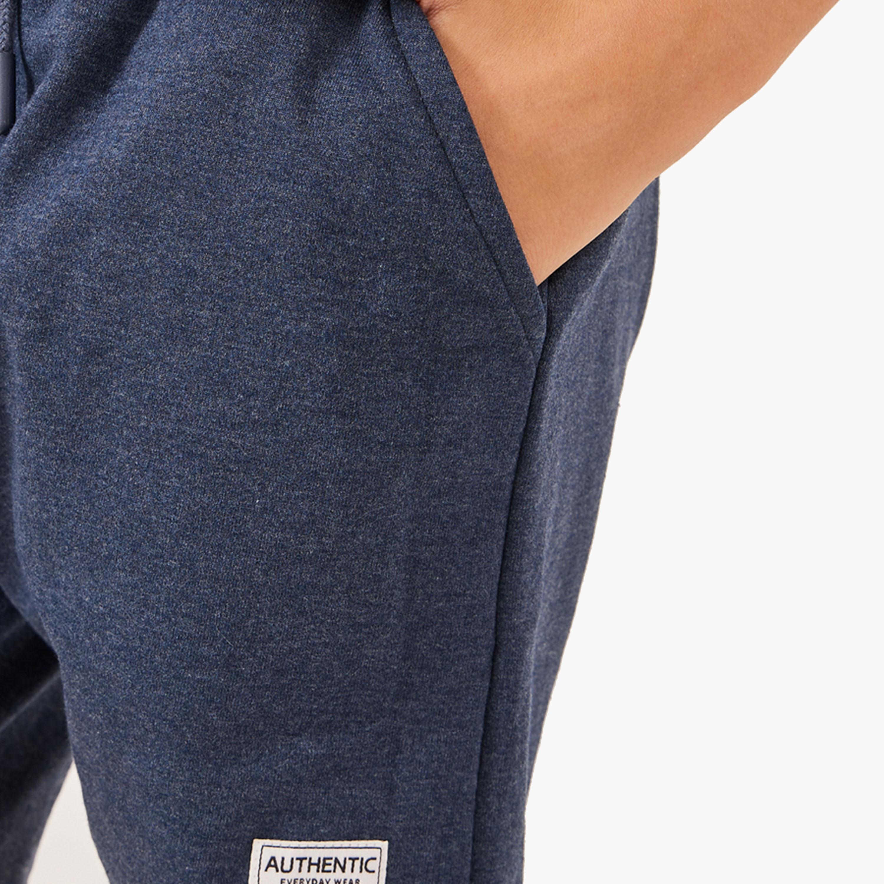 Styli Solid Drawstring Waist Shorts with Badge Detail-boys-clothing-bottoms-shorts-image-3