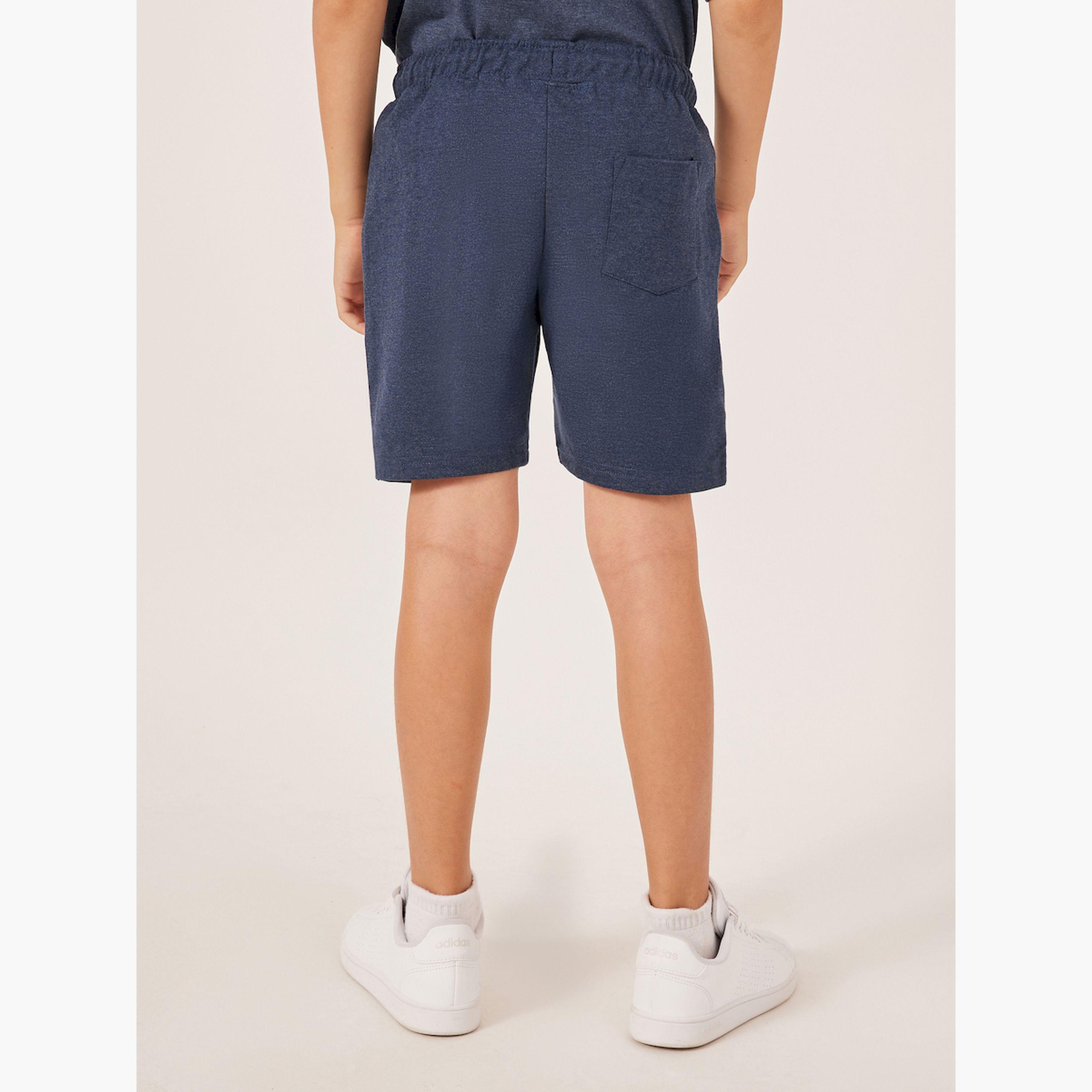 Styli Solid Drawstring Waist Shorts with Badge Detail-boys-clothing-bottoms-shorts-image-4