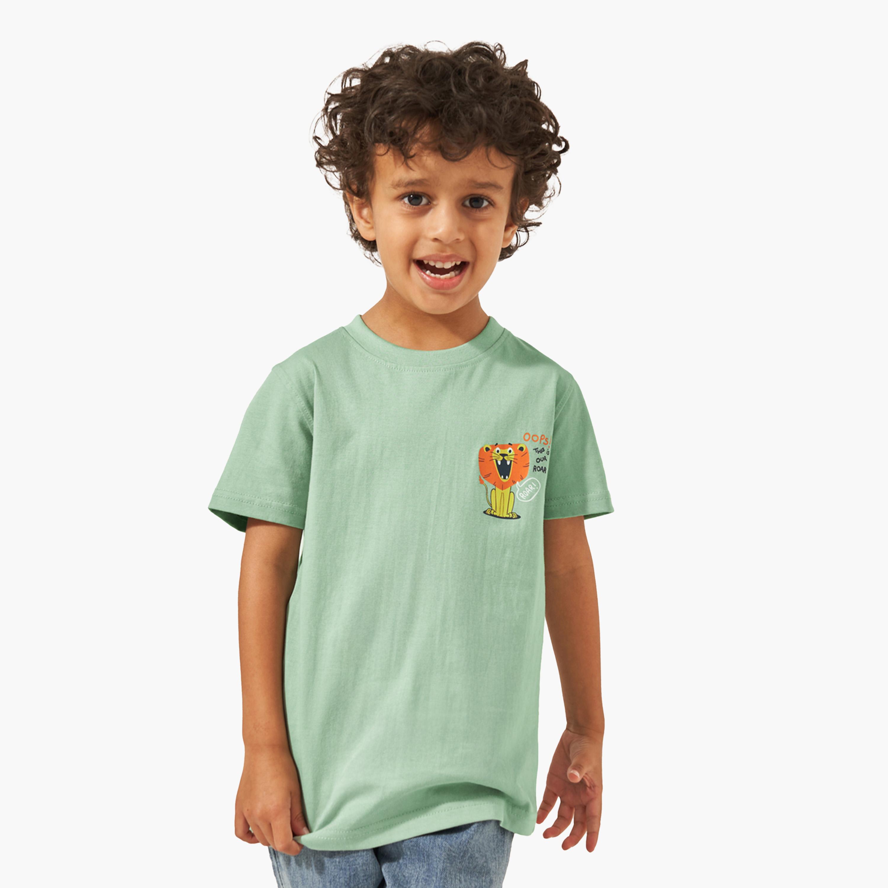 ستايلي-  تي شيرت بأكمام قصيرة وطبعة جرافيكية-boys-clothing-tshirtsandpolos-image-1