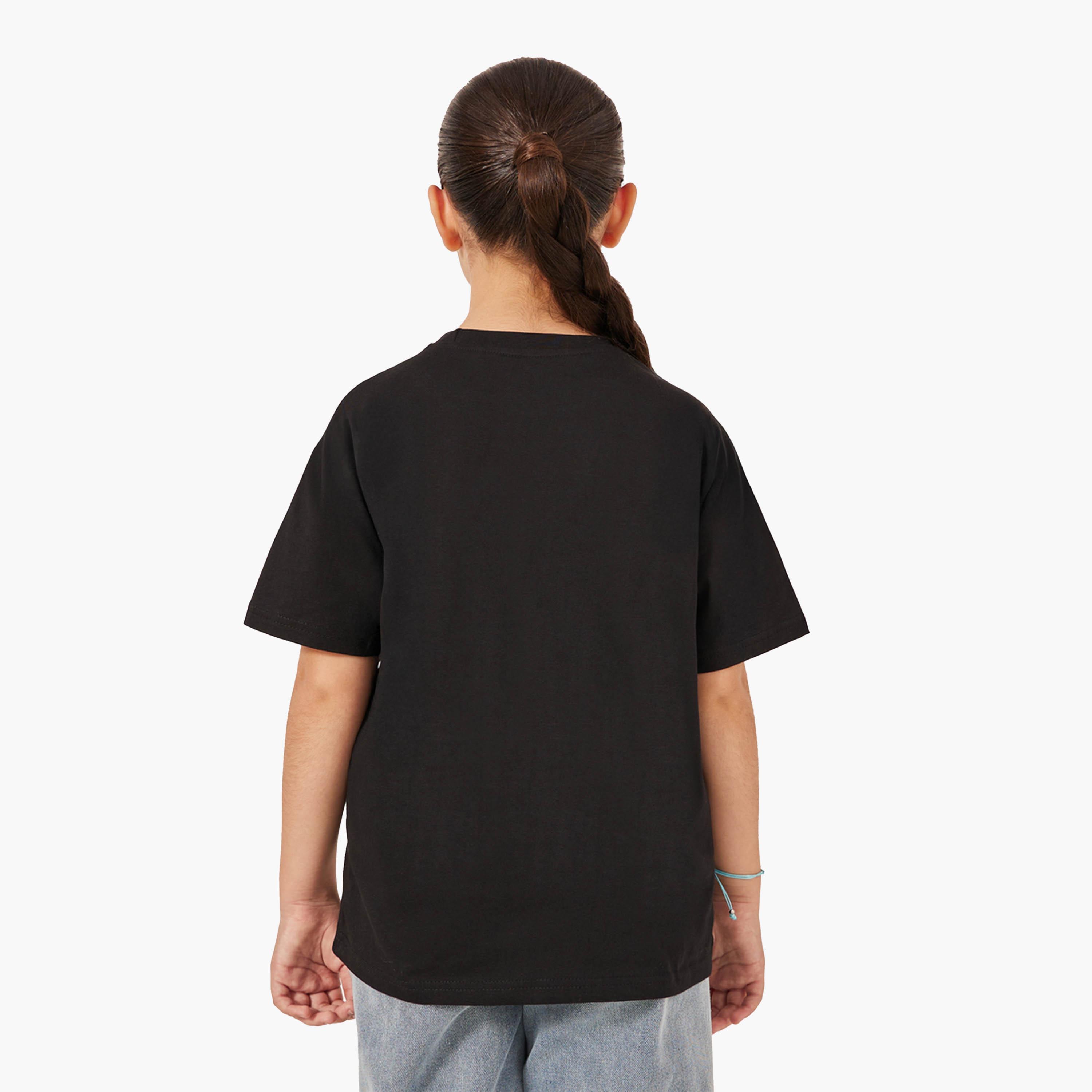 Styli Solid Oversized T-Shirt with Badge Detail-girls-clothing-tshirts-image-4