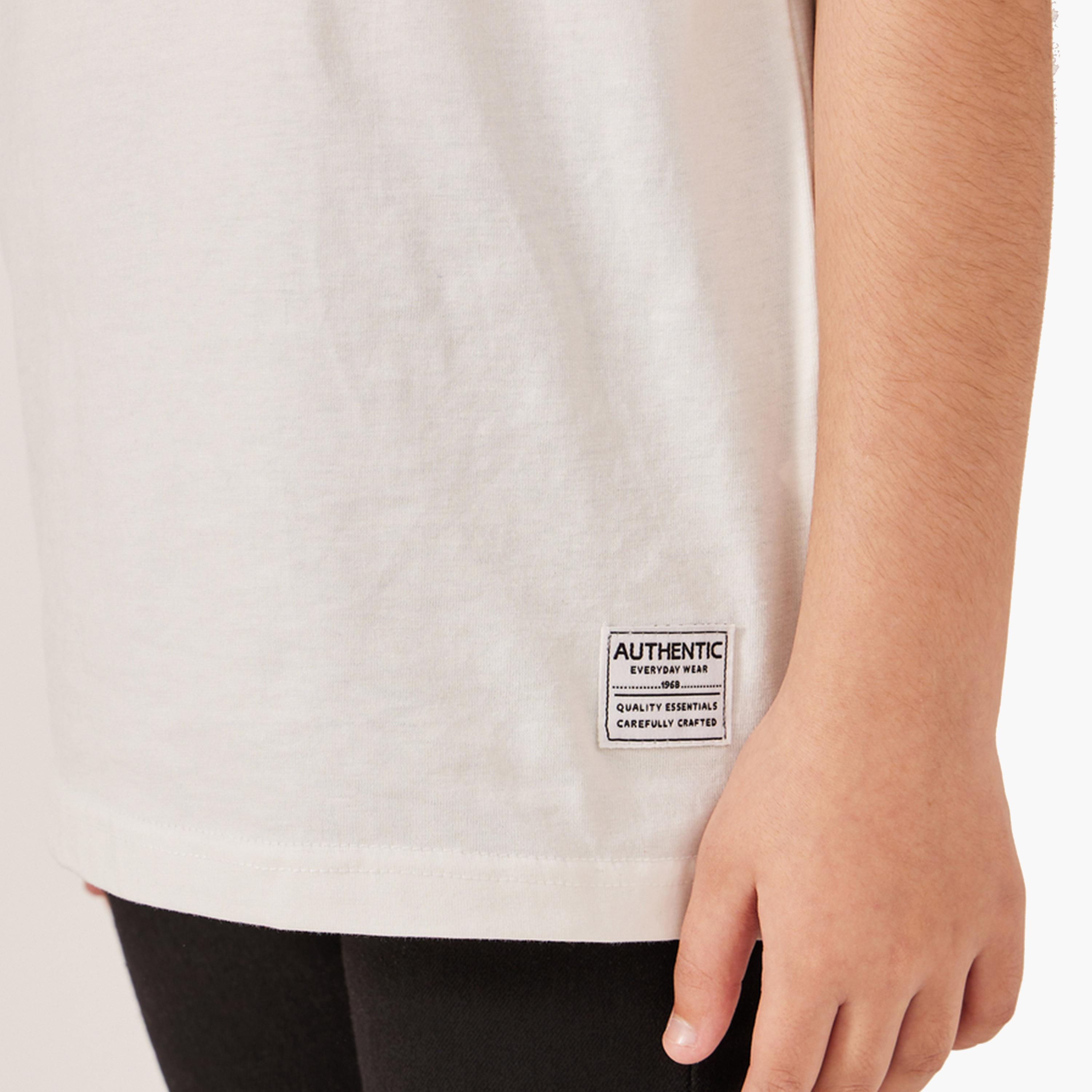 Styli Solid Oversized T-Shirt with Badge Detail-girls-clothing-tshirts-image-3