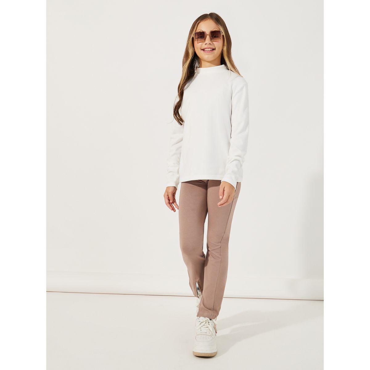Styli Solid High Neck Long Sleeves T-Shirt-girls-clothing-tshirts-image-2