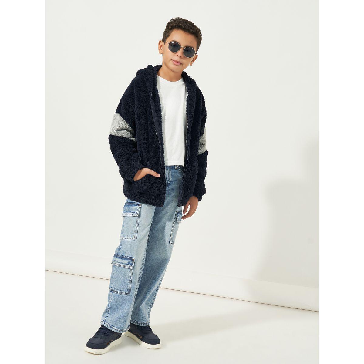 Styli Colorblock Zipper Fuzzy Thermal Hooded Jacket-boys-clothing-jacketsandcoats-image-2
