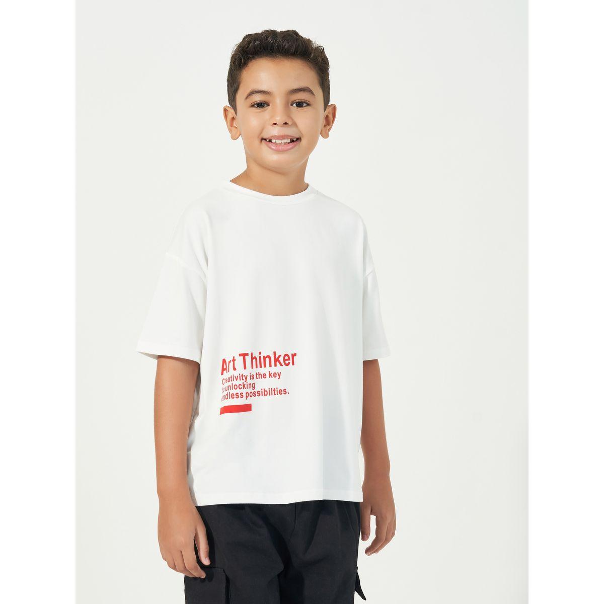 تيشيرت فضفاض بطبعة كتابة وياقة دائرية-boys-clothing-tshirtsandpolos-image-1