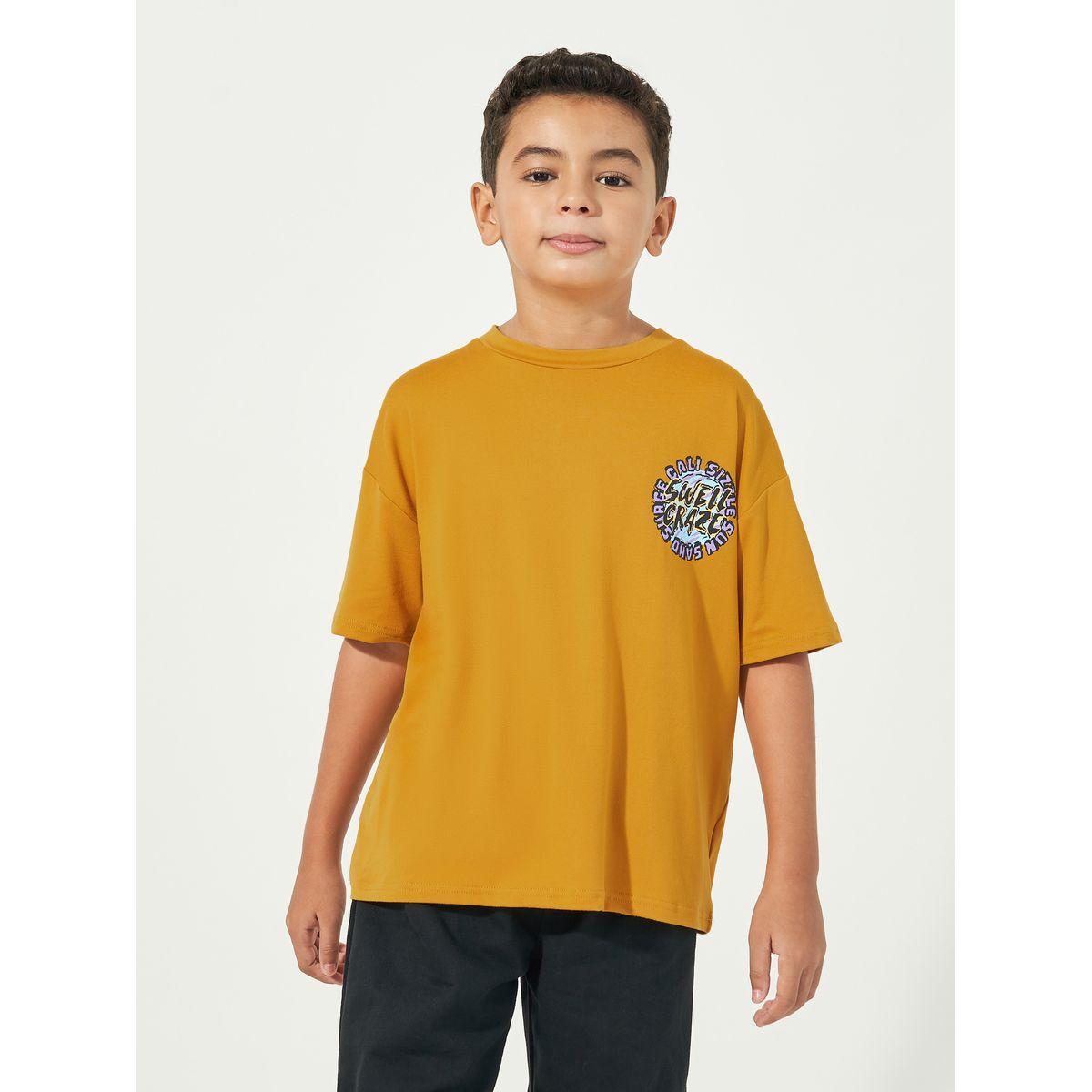 تيشيرت فضفاض بطبعة جرافيك وياقة دائرية-boys-clothing-tshirtsandpolos-image-2