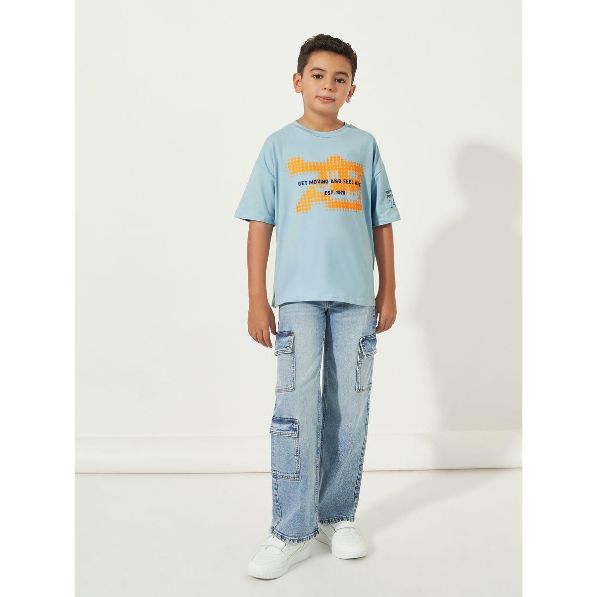 تيشيرت فضفاض بطبعة جرافيك وياقة دائرية-boys-clothing-tshirtsandpolos-image-3