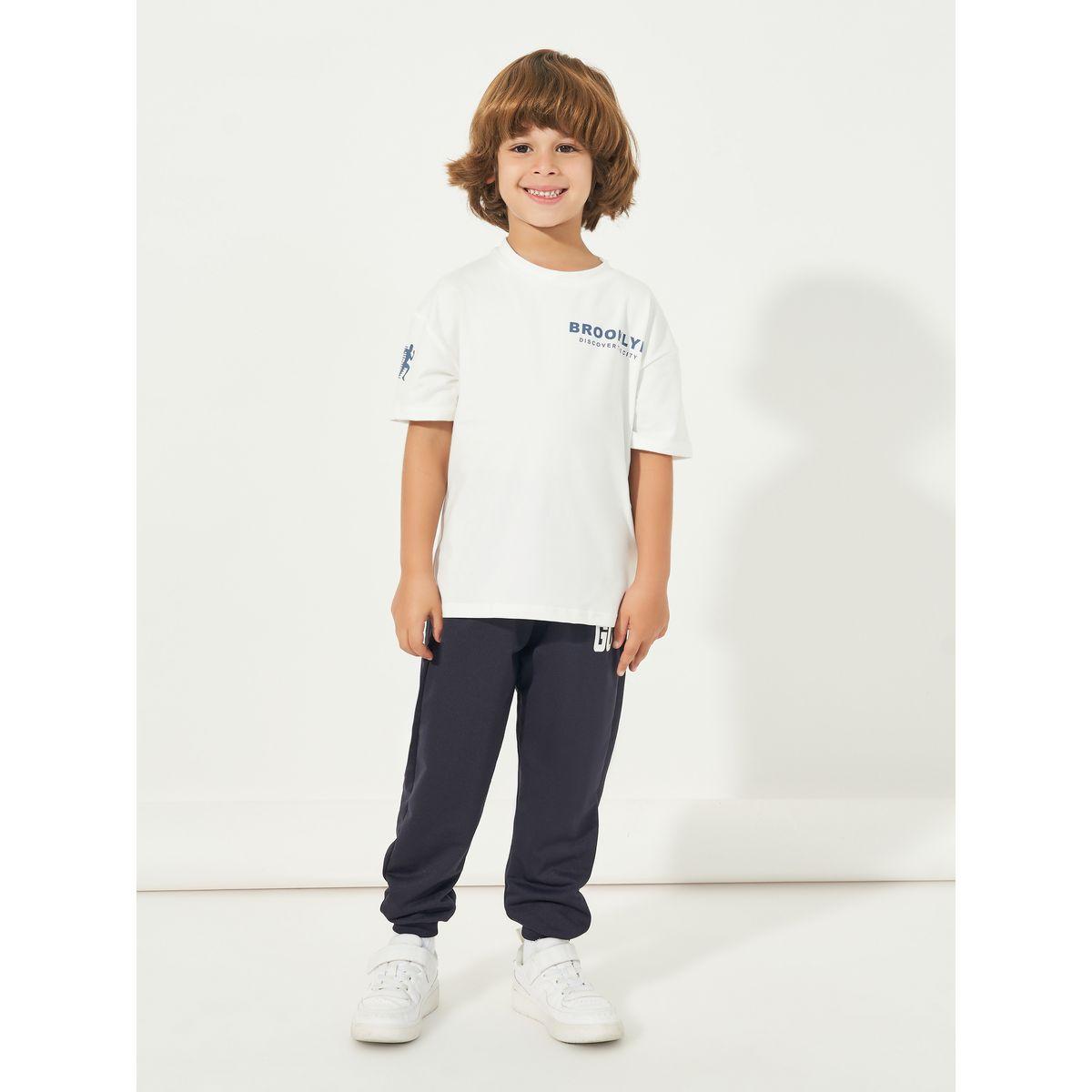 تيشيرت فضفاض بطبعة كتابة وأكمام قصيرة-boys-clothing-tshirtsandpolos-image-2
