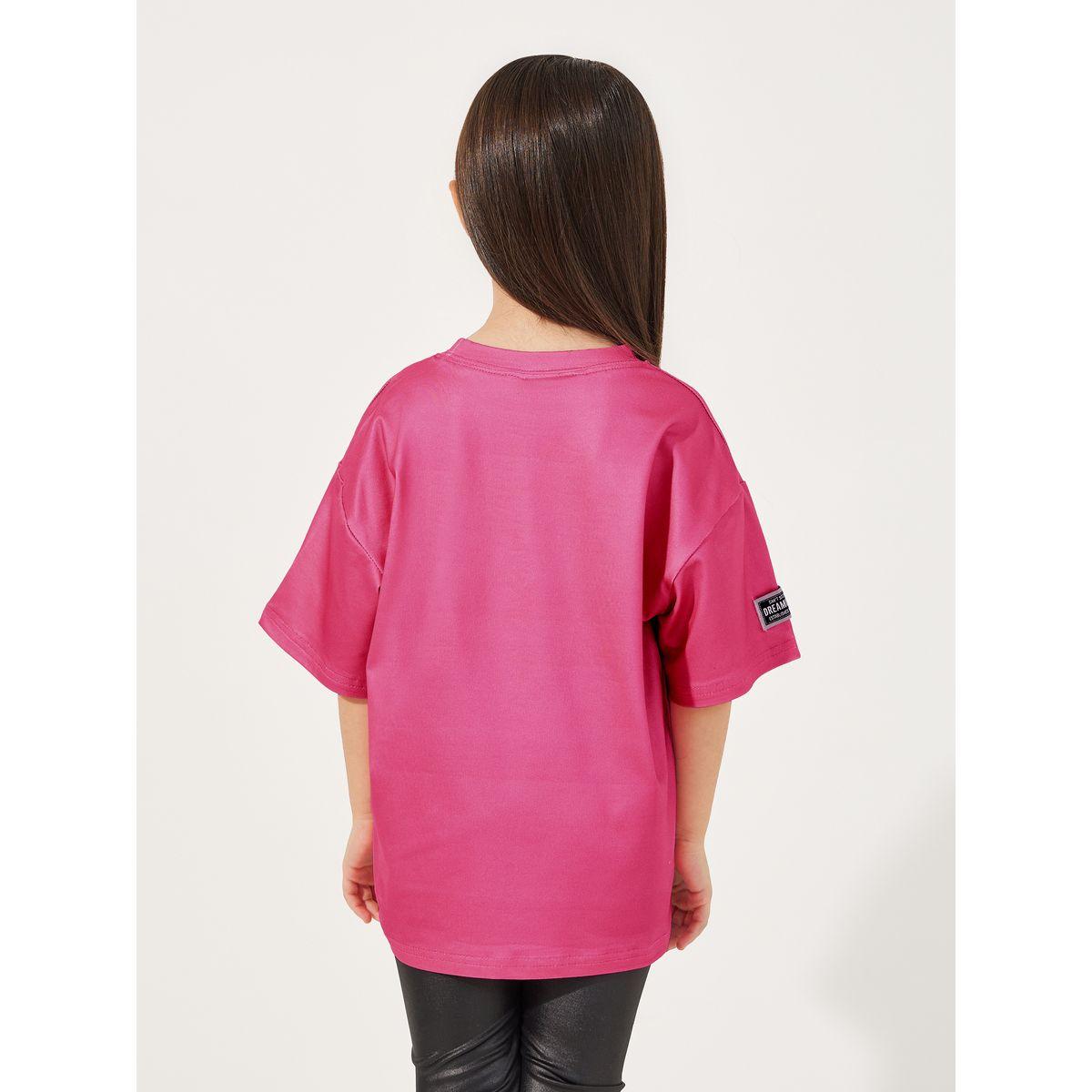 تيشيرت فضفاض بطبعة كتابة مع شارة مُرقعة-girls-clothing-tshirts-image-4