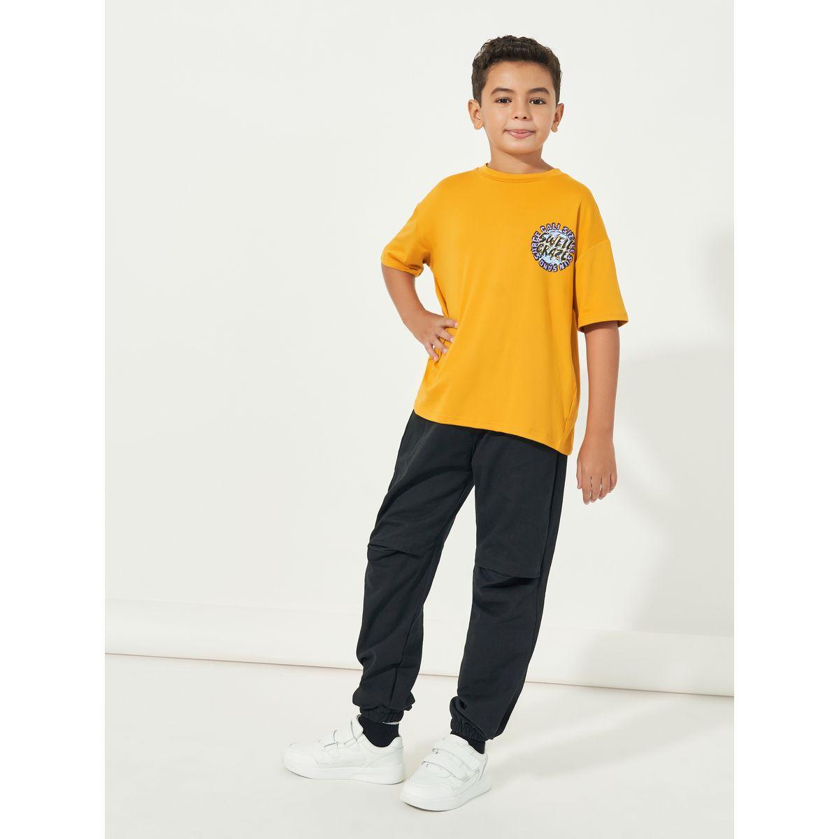 Styli Elasticated Waistband Slant Pockets Front Cuffed Pant-boys-clothing-bottoms-trousers-image-2