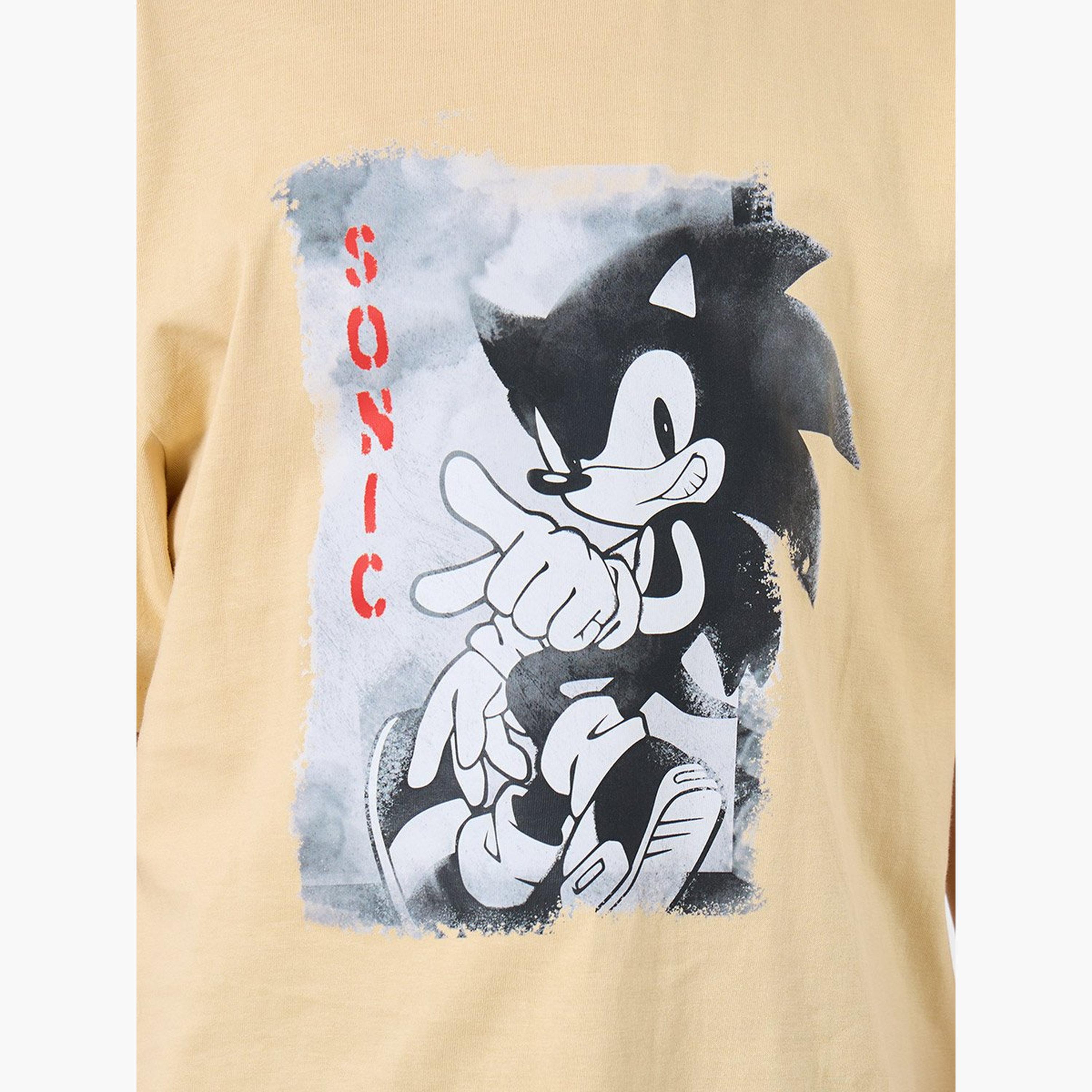 ستايلي - تي شيرت مطبوع عليه صورة قنفذ سونيك المراهق-boys-clothing-tshirtsandpolos-image-4