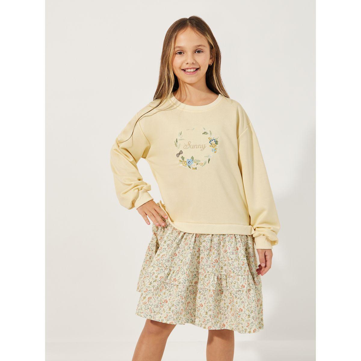 Styli Embroidered Long Sleeves Floral Print Sweatshirt Dress-girls-clothing-dressesandjumpsuits-image-2