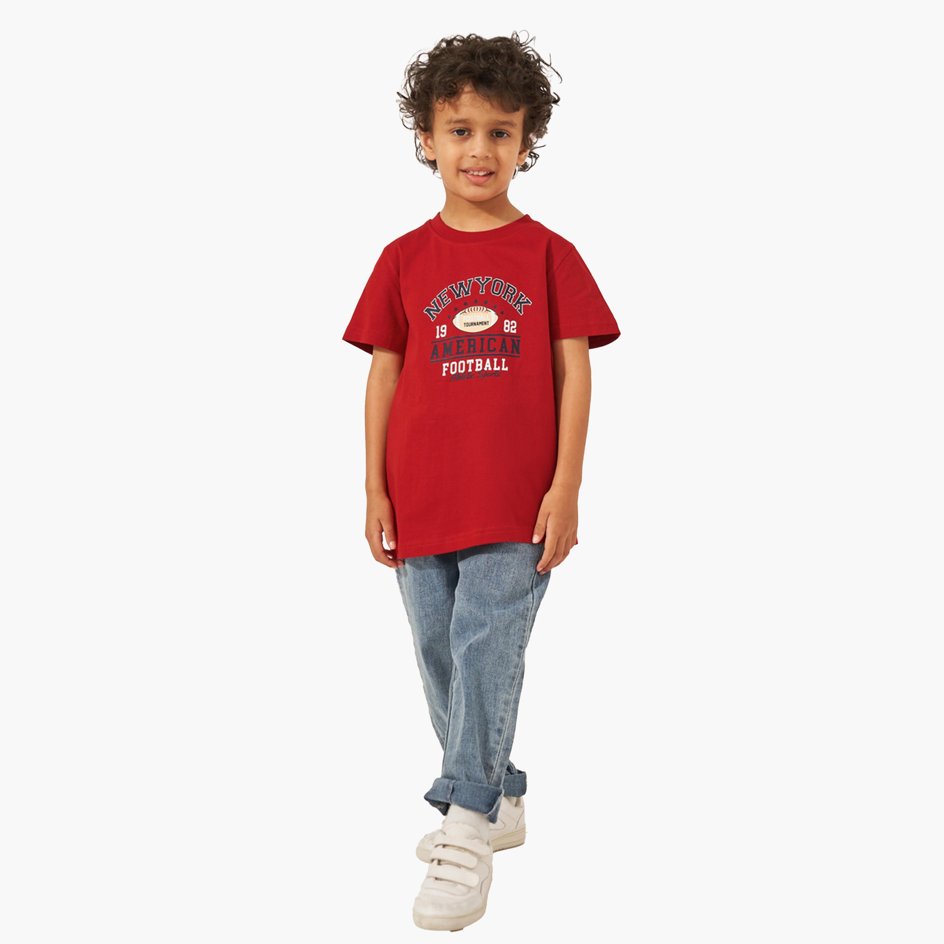 ستايلي - تي شيرت برقبة دائرية وطبعة شعار-boys-clothing-tshirtsandpolos-image-2