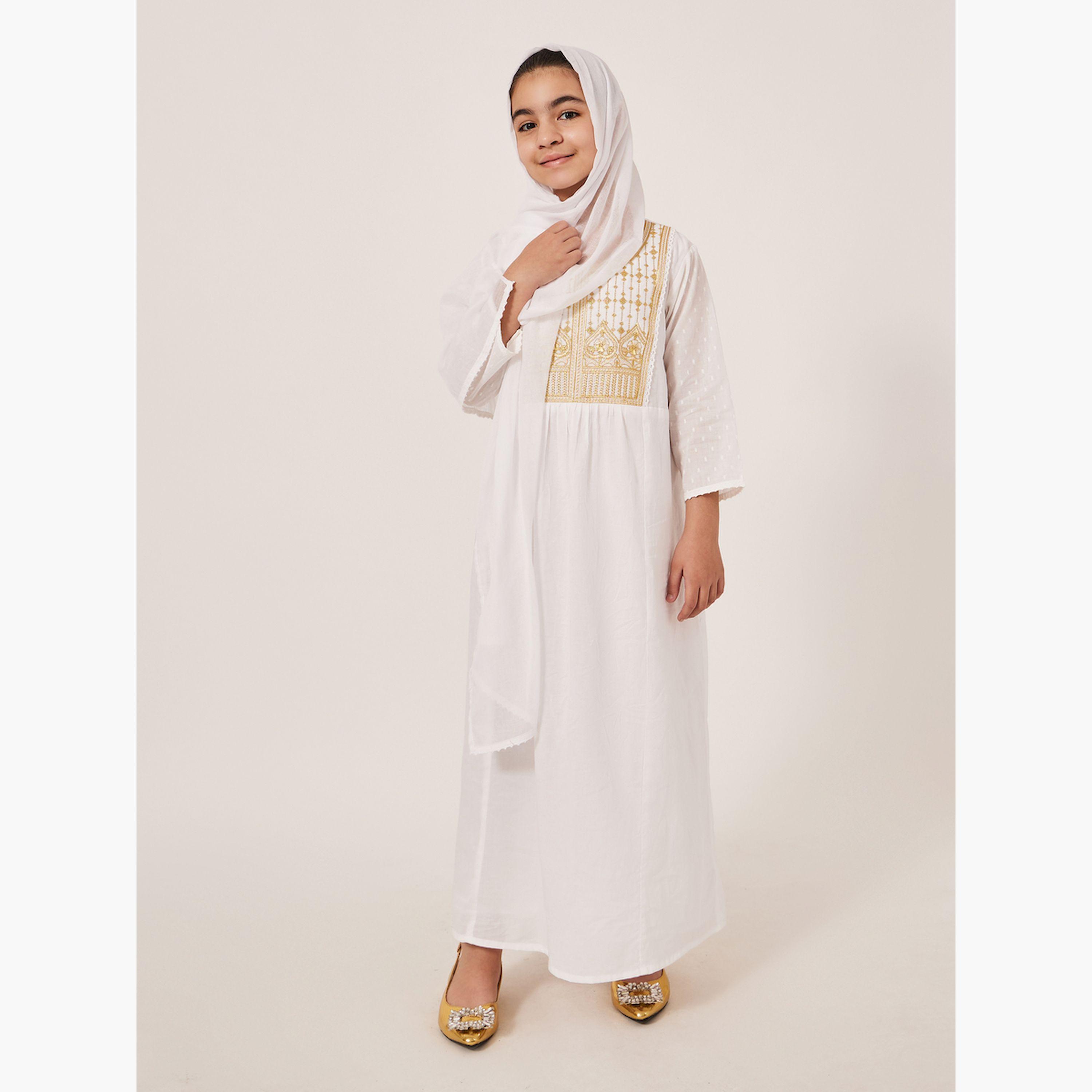 Styli Embroidered Yoke Round Neck Maxi Dress-girls-clothing-dressesandjumpsuits-image-2