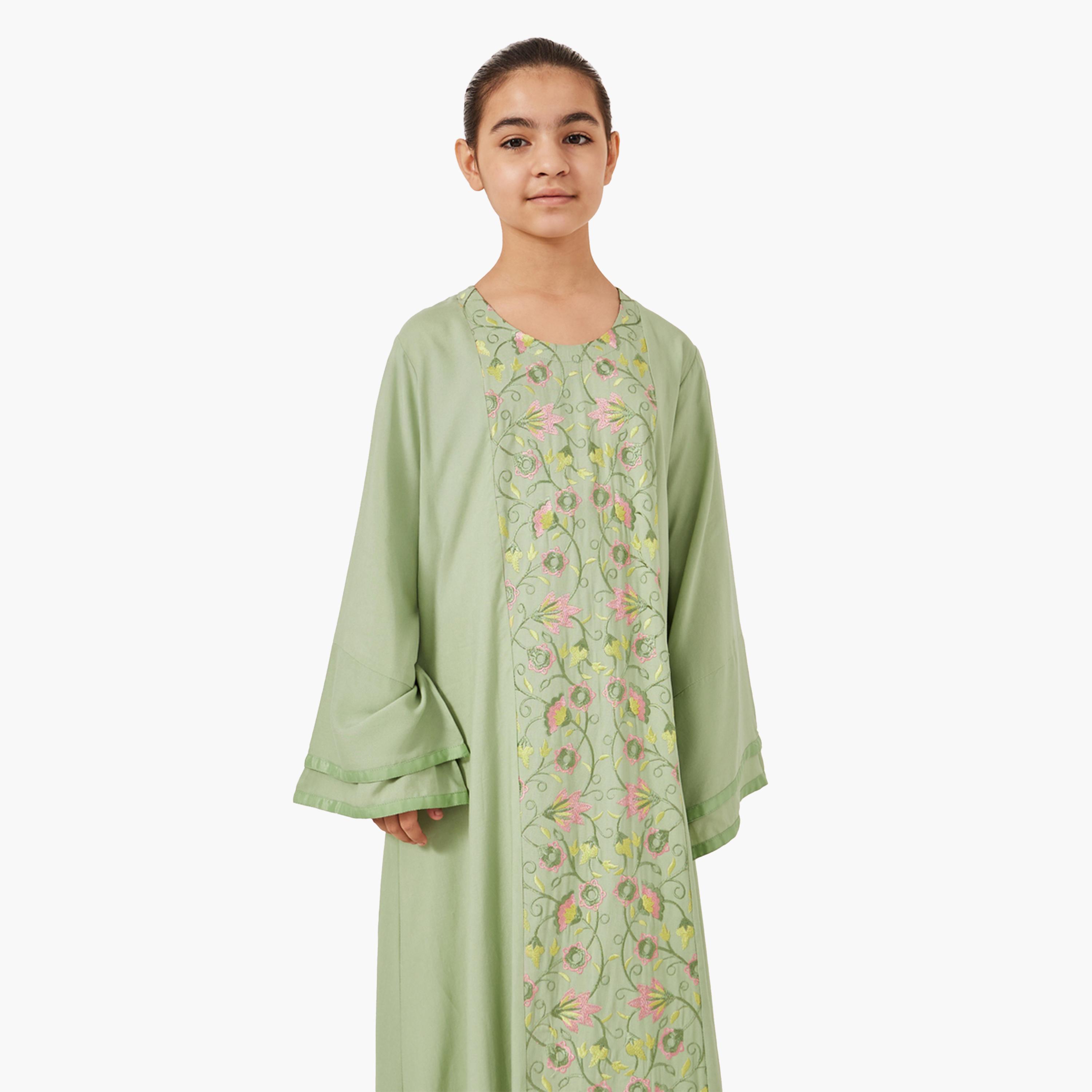 ستايلي-  فستان ماكسي مطرز بأكمام جرس-girls-clothing-dressesandjumpsuits-image-2