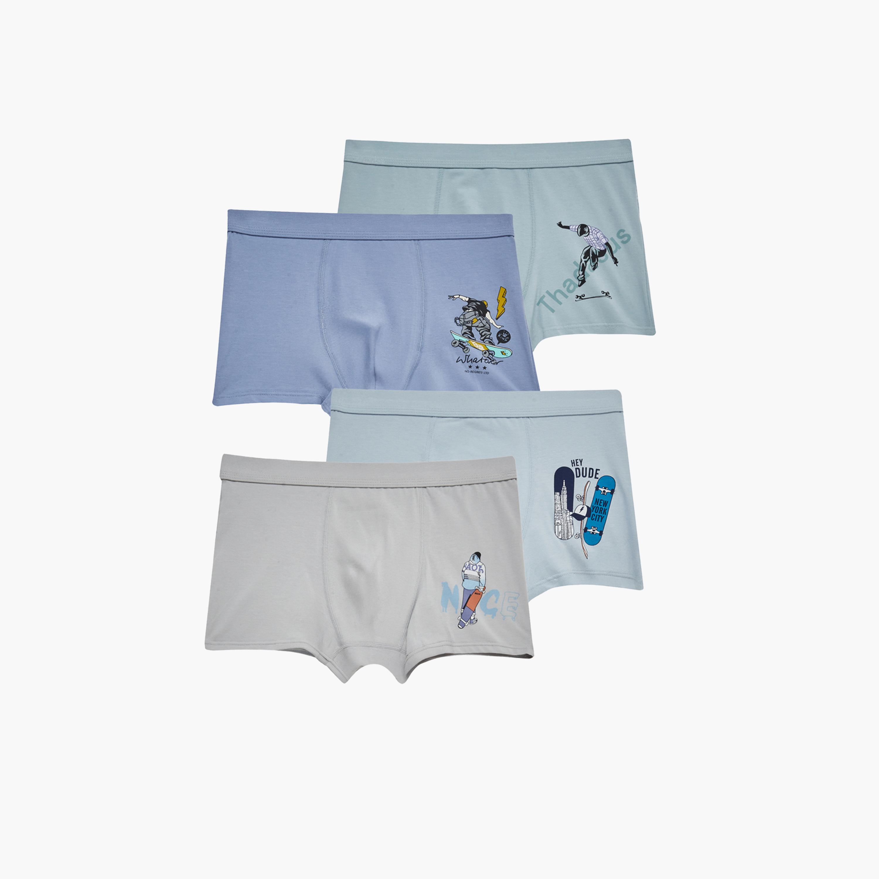 Styli Pack of 4 - Printed Cotton Boxer Briefs-boys-clothing-innerwear-image-1