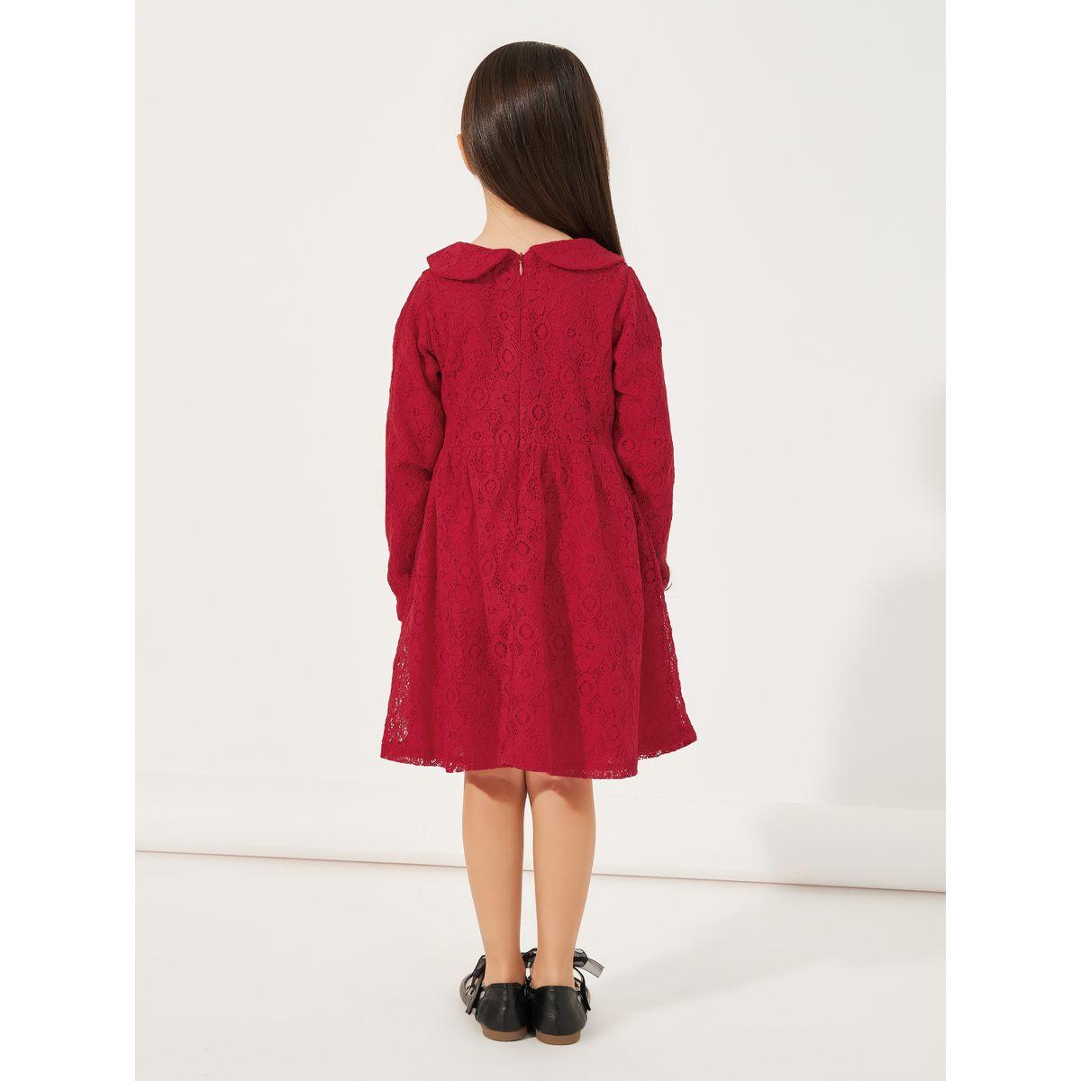 فستان بياقة بيتر بان وتفاصيل دانتيل-girls-clothing-dressesandjumpsuits-image-4