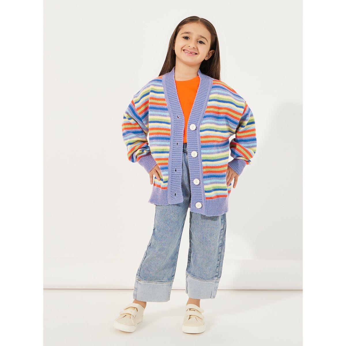 Styli Multi Striped Button Front Cardigan-girls-clothing-jumpersandcardigans-image-2