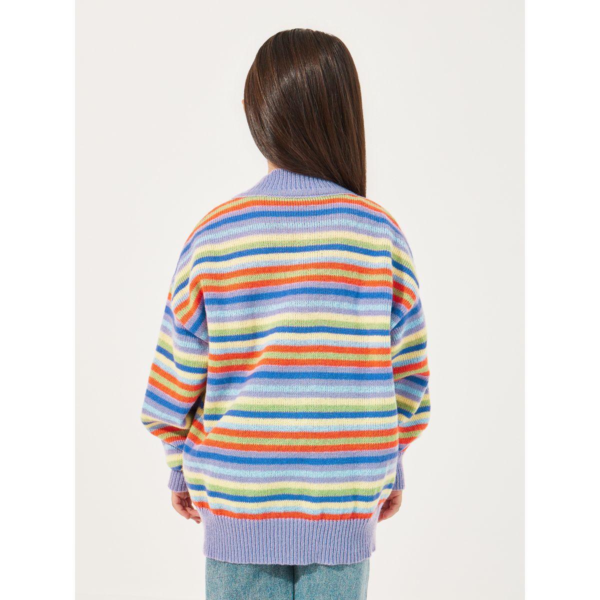 Styli Multi Striped Button Front Cardigan-girls-clothing-jumpersandcardigans-image-4