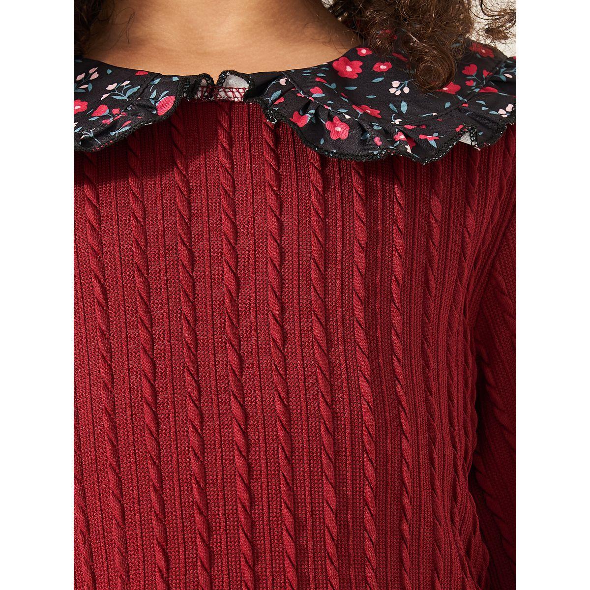 Styli Striped Knit Top with Floral Print Ruffle Hem Dress-girls-clothing-dressesandjumpsuits-image-3